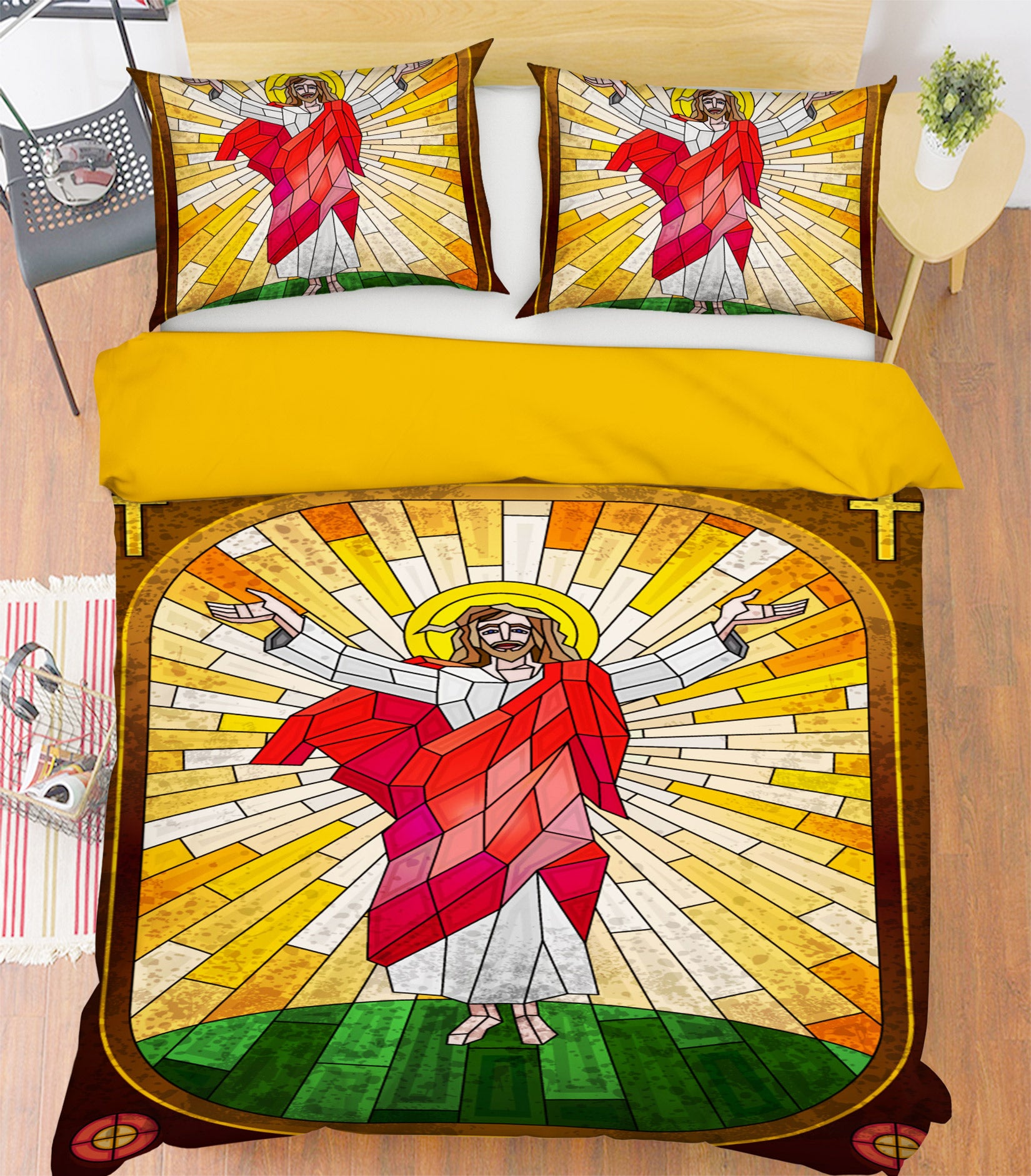 3D Blocky Jesus Statue 13165 Bed Pillowcases Quilt