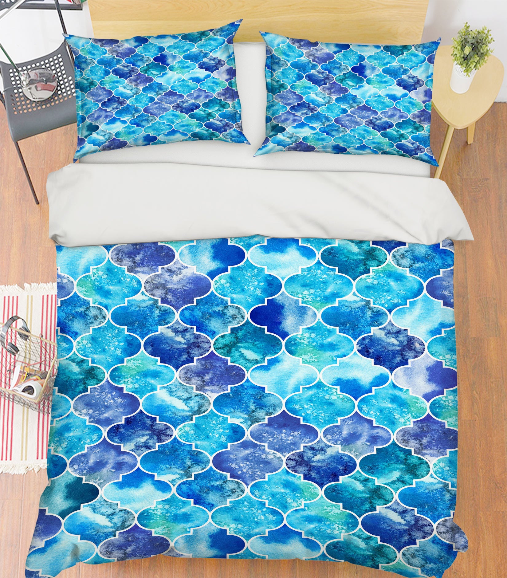 3D Blue Diamond Pattern 59232 Bed Pillowcases Quilt