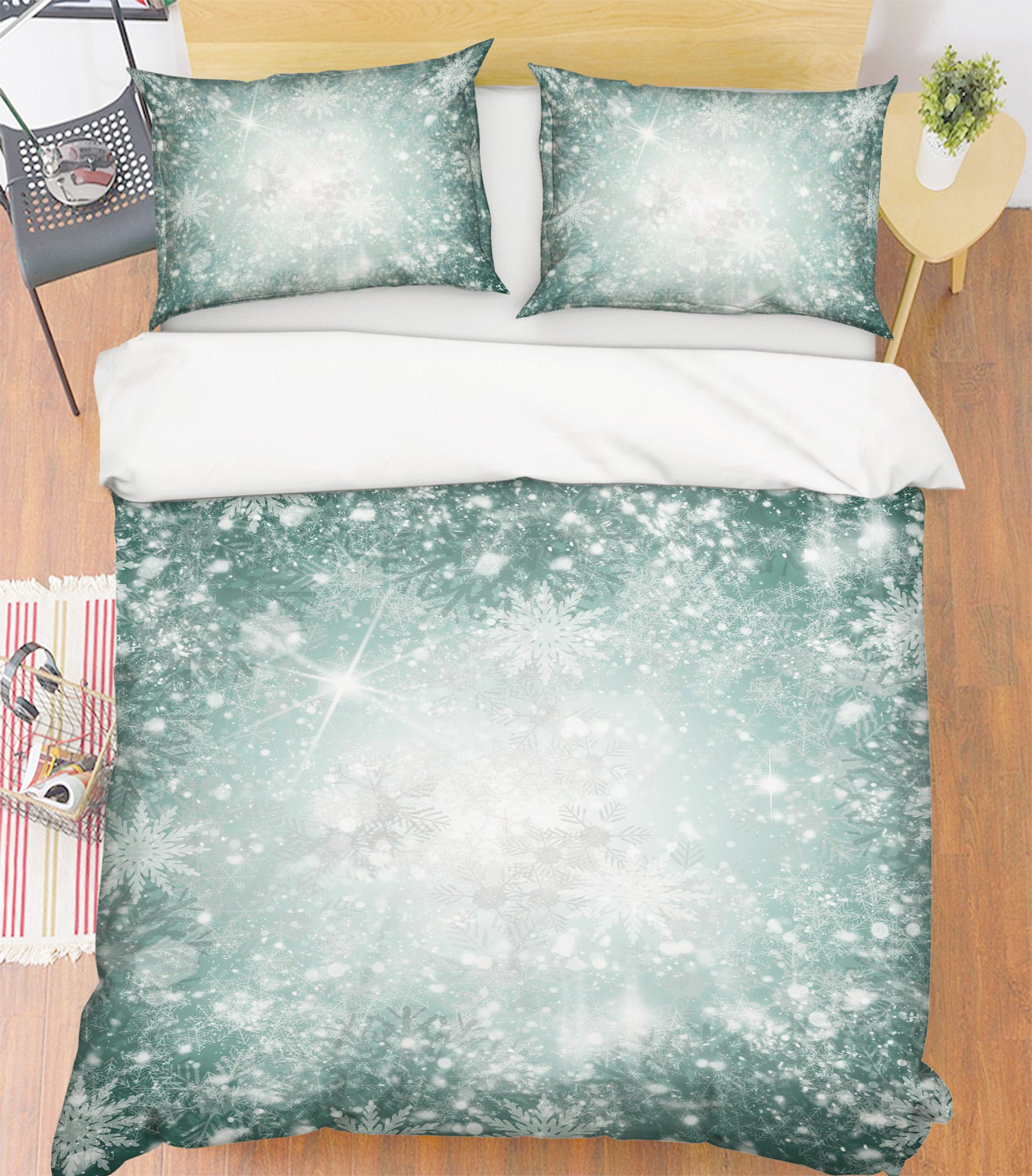 3D Snowflake 13174 Bed Pillowcases Quilt