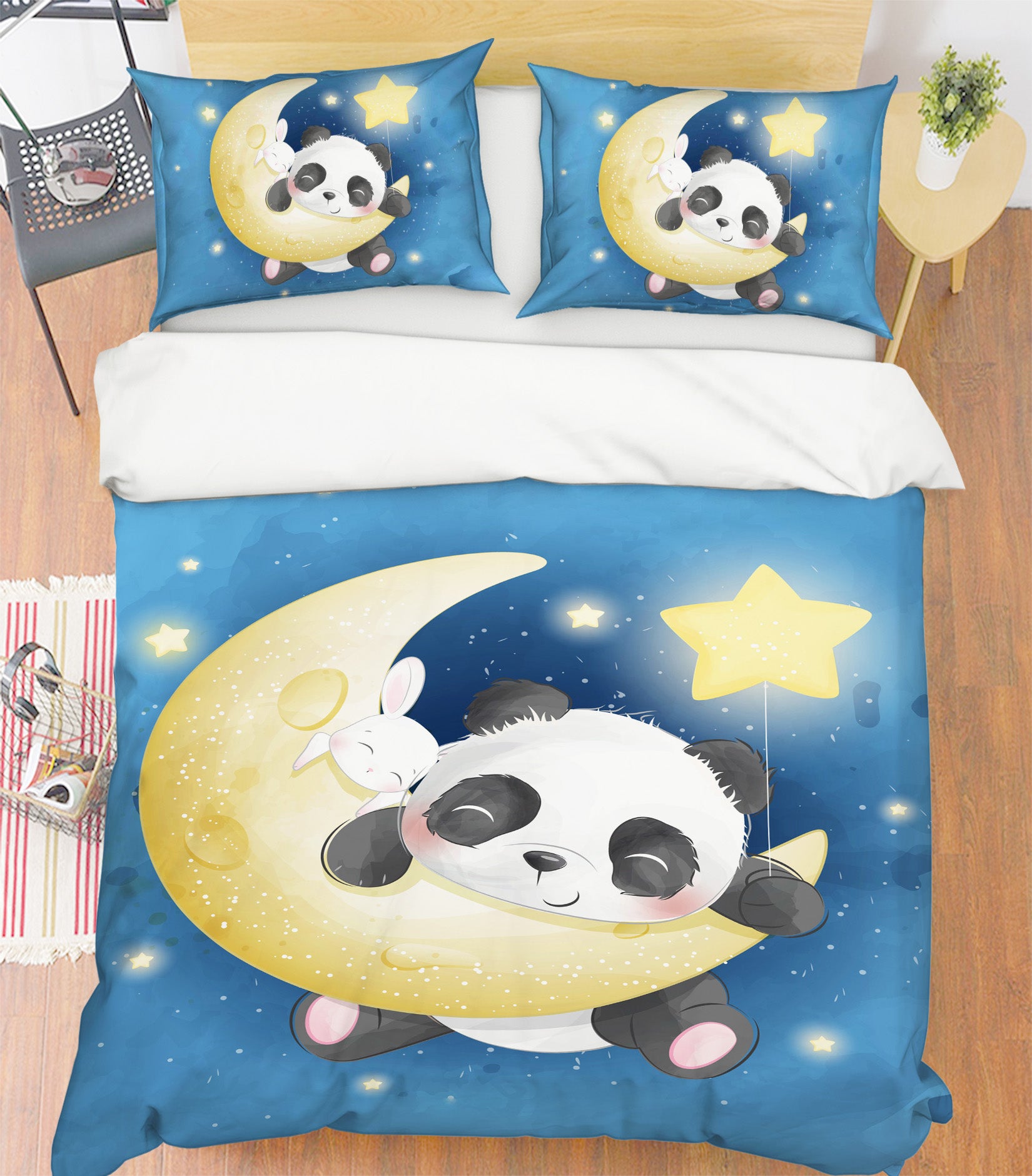 3D Moon Star Panda 59037 Bed Pillowcases Quilt