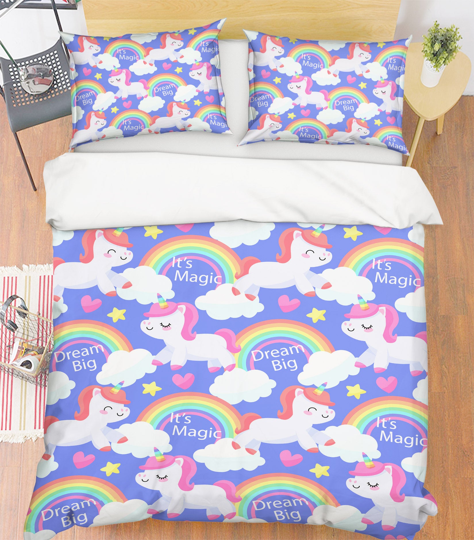 3D Rainbow Cloud Unicorn 60259 Bed Pillowcases Quilt