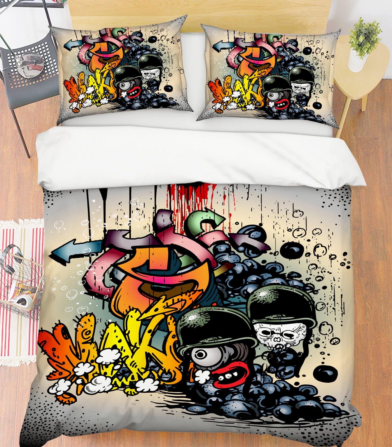 3D Letter Pattern Helmet 59053 Bed Pillowcases Quilt