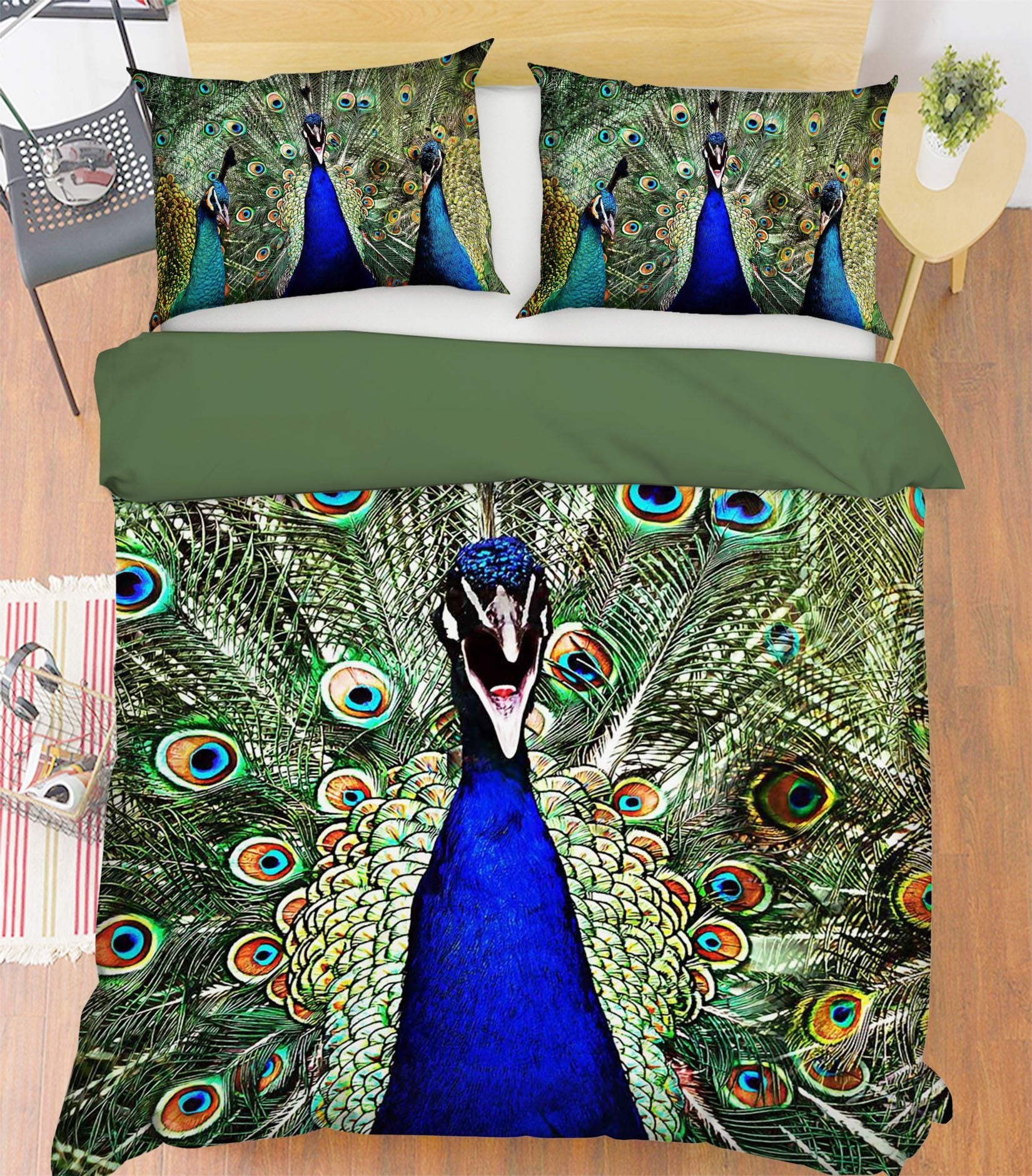 3D Peacock 1981 Bed Pillowcases Quilt Quiet Covers AJ Creativity Home 