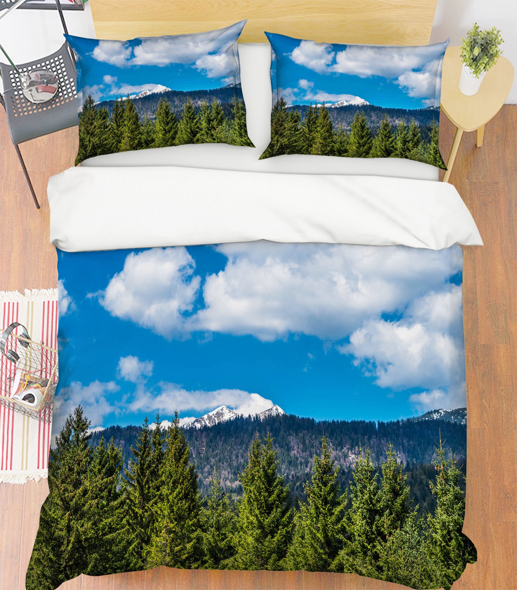 3D Mountain Forest 60090 Bed Pillowcases Quilt
