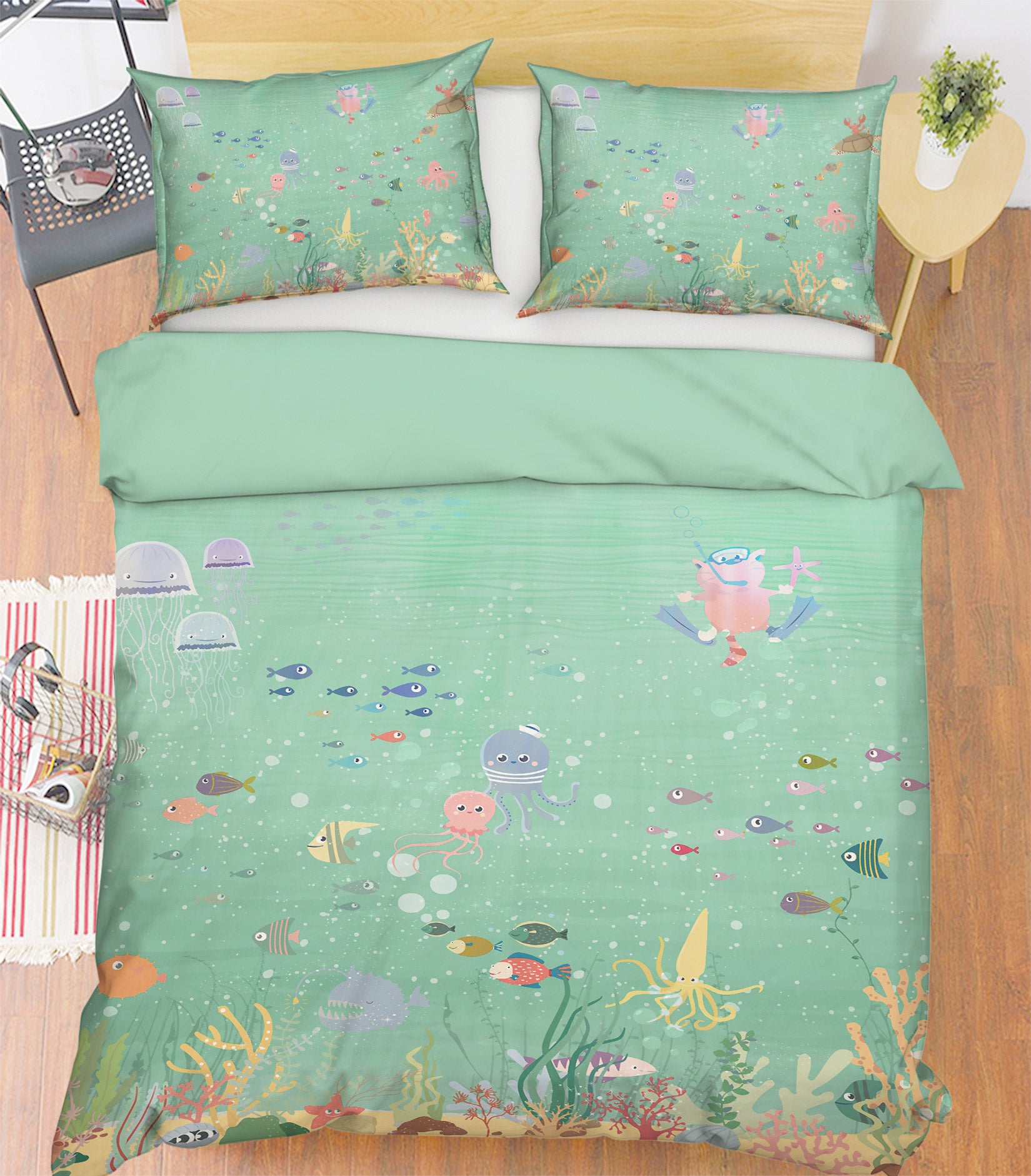 3D Fish 13100 Bed Pillowcases Quilt