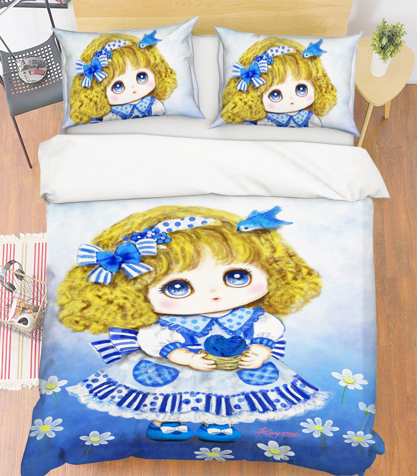 3D Cute Little Girl 5825 Kayomi Harai Bedding Bed Pillowcases Quilt Cover Duvet Cover