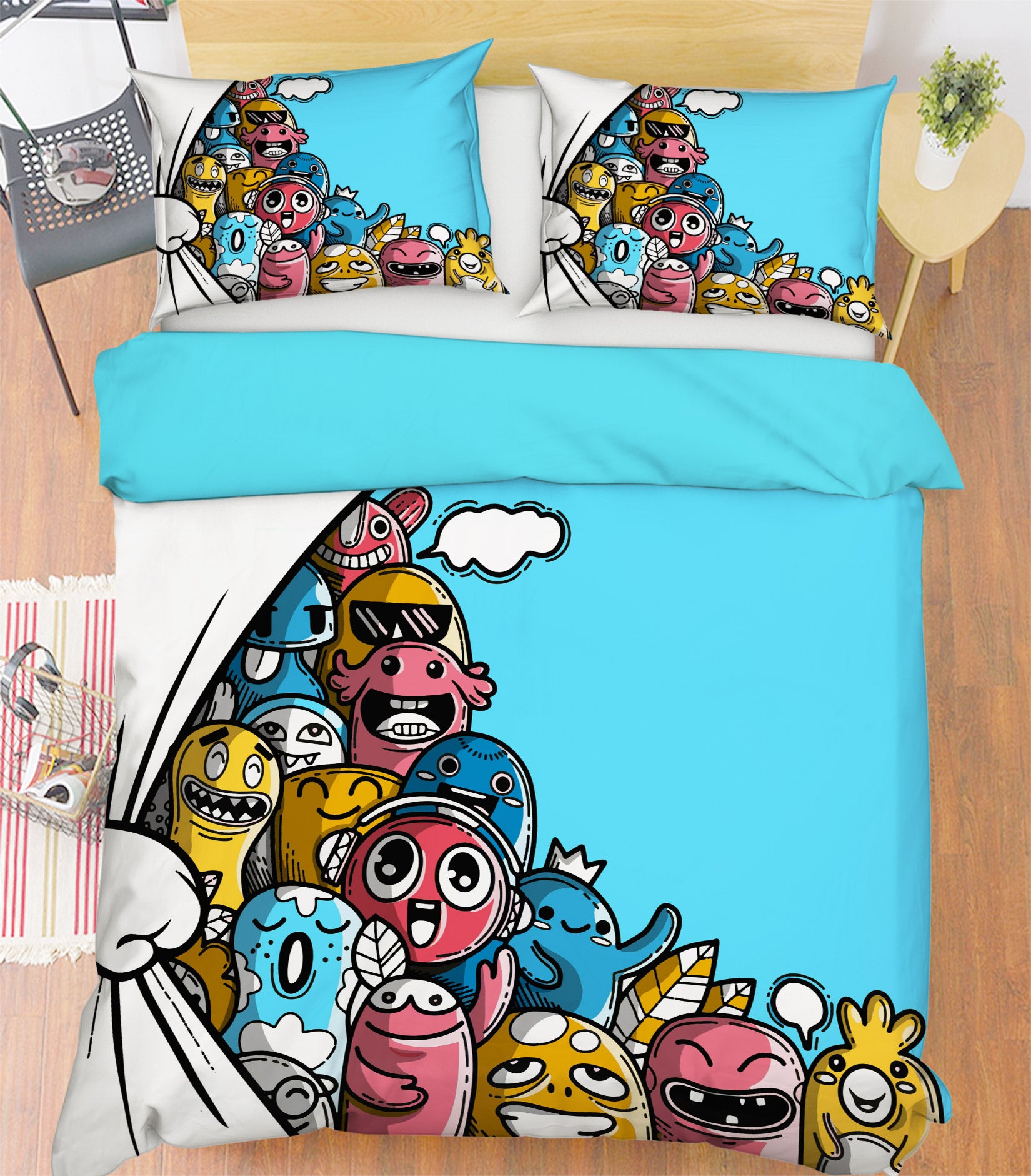 3D Little Monsters 60026 Bed Pillowcases Quilt