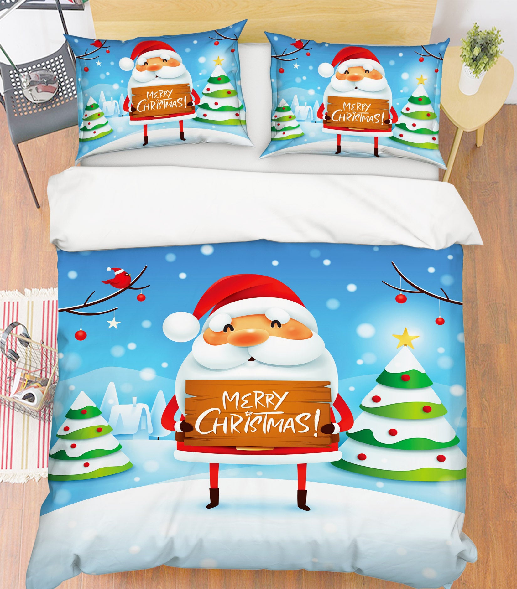 3D Santa Claus Tree 51134 Christmas Quilt Duvet Cover Xmas Bed Pillowcases