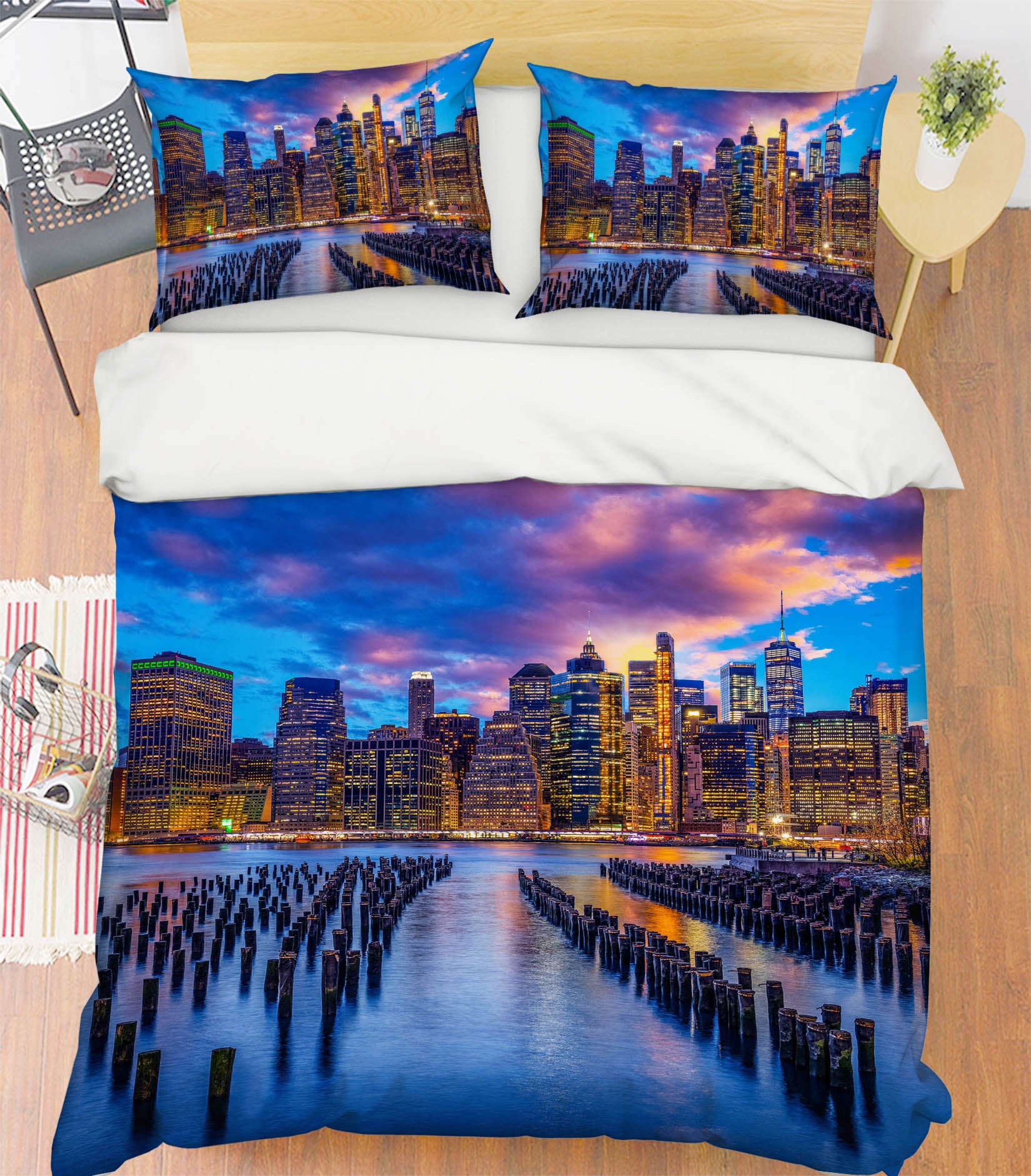 3D Night City River 127 Marco Carmassi Bedding Bed Pillowcases Quilt