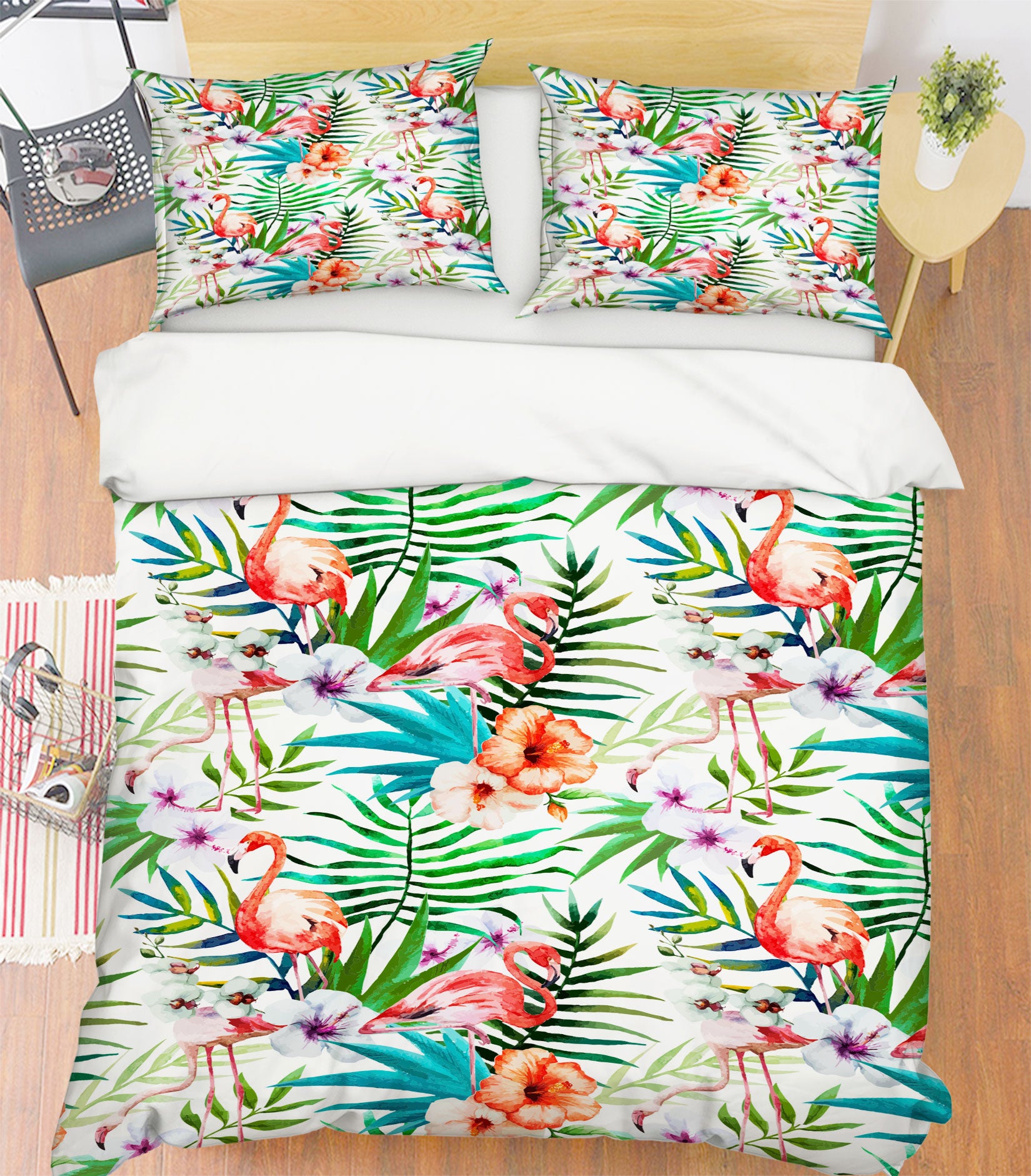 3D Flamingo Leaves 60080 Bed Pillowcases Quilt