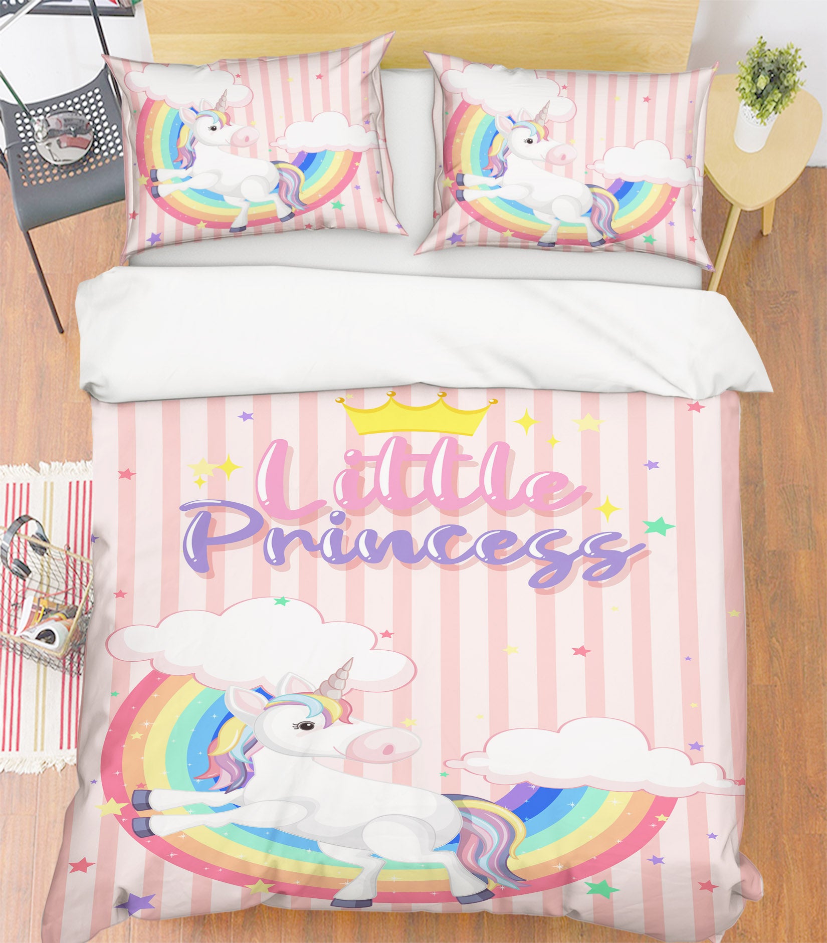 3D Rainbow Cloud Unicorn 60244 Bed Pillowcases Quilt
