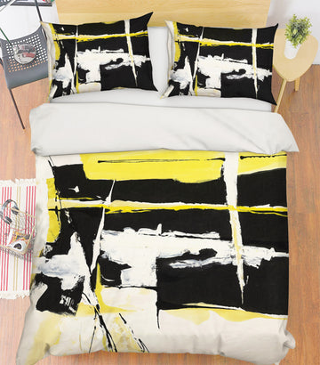 3D Yellow Black Abstract 12153 Bed Pillowcases Quilt