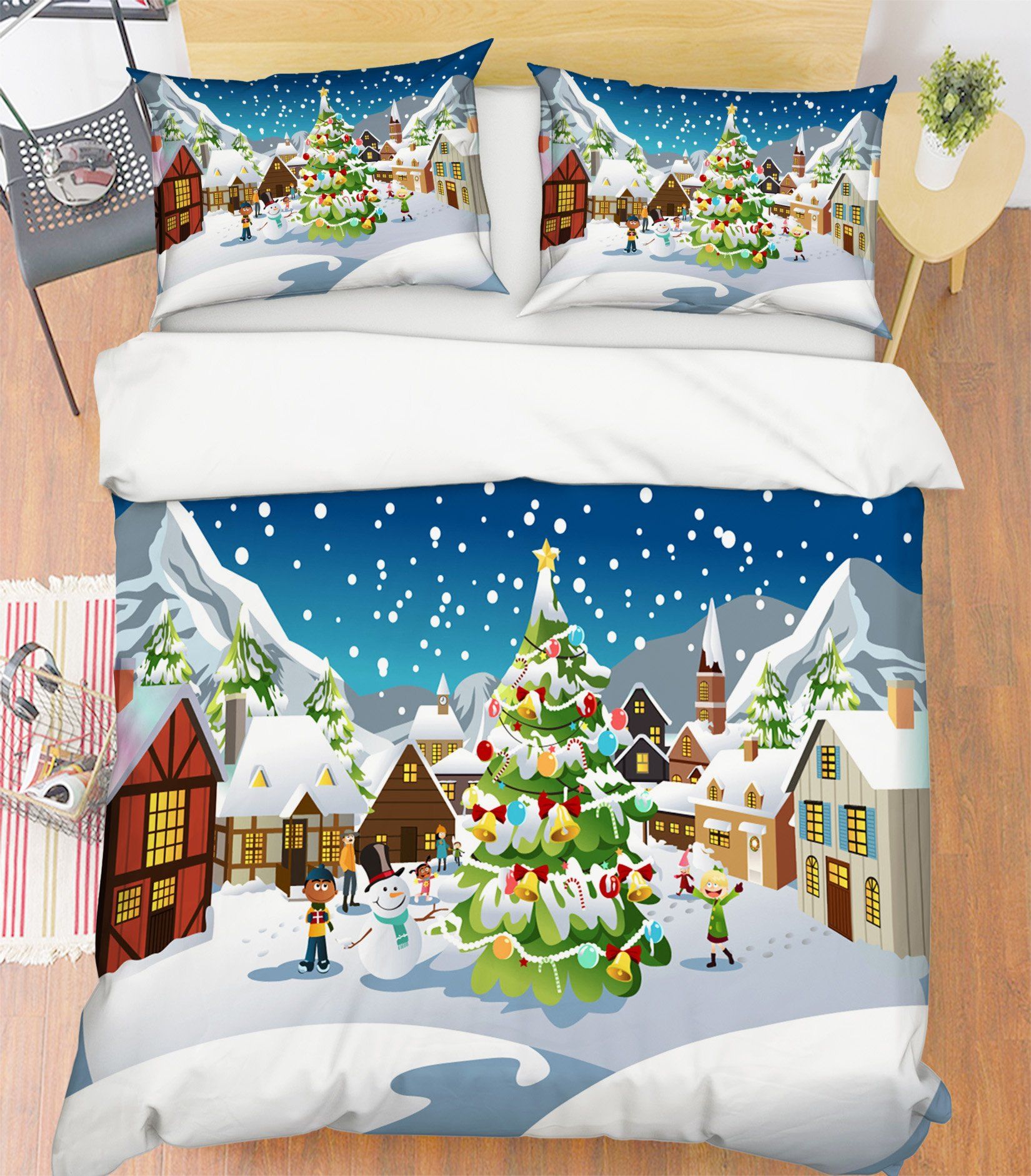 3D Christmas Rural Snow 26 Bed Pillowcases Quilt Quiet Covers AJ Creativity Home 