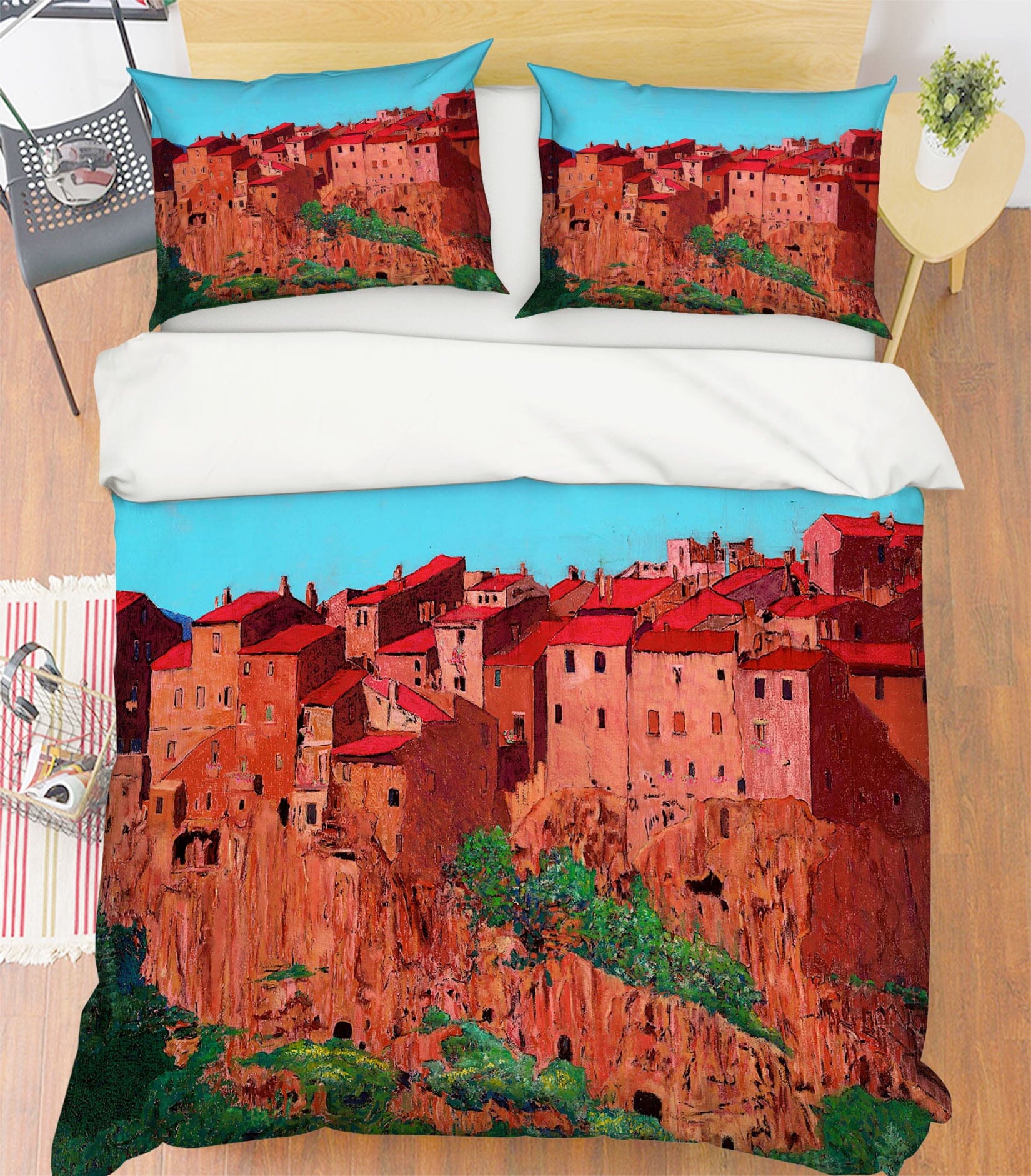 3D Pitigliano Village 2102 Allan P. Friedlander Bedding Bed Pillowcases Quilt Quiet Covers AJ Creativity Home 