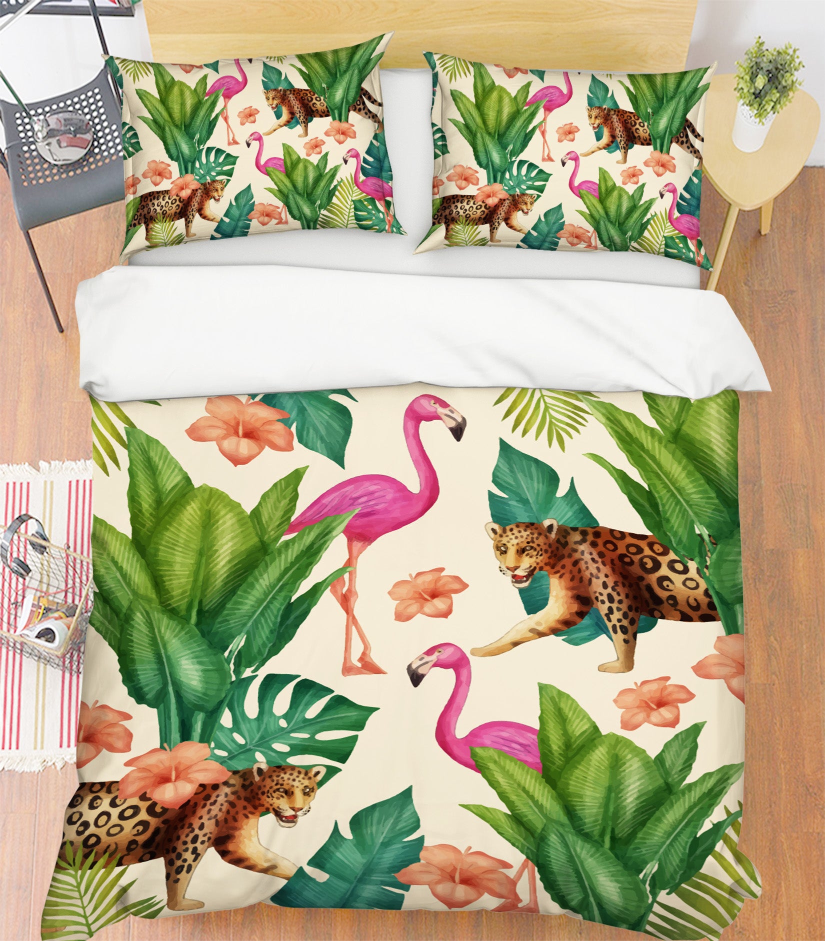 3D Flamingo Leopard 21048 Bed Pillowcases Quilt