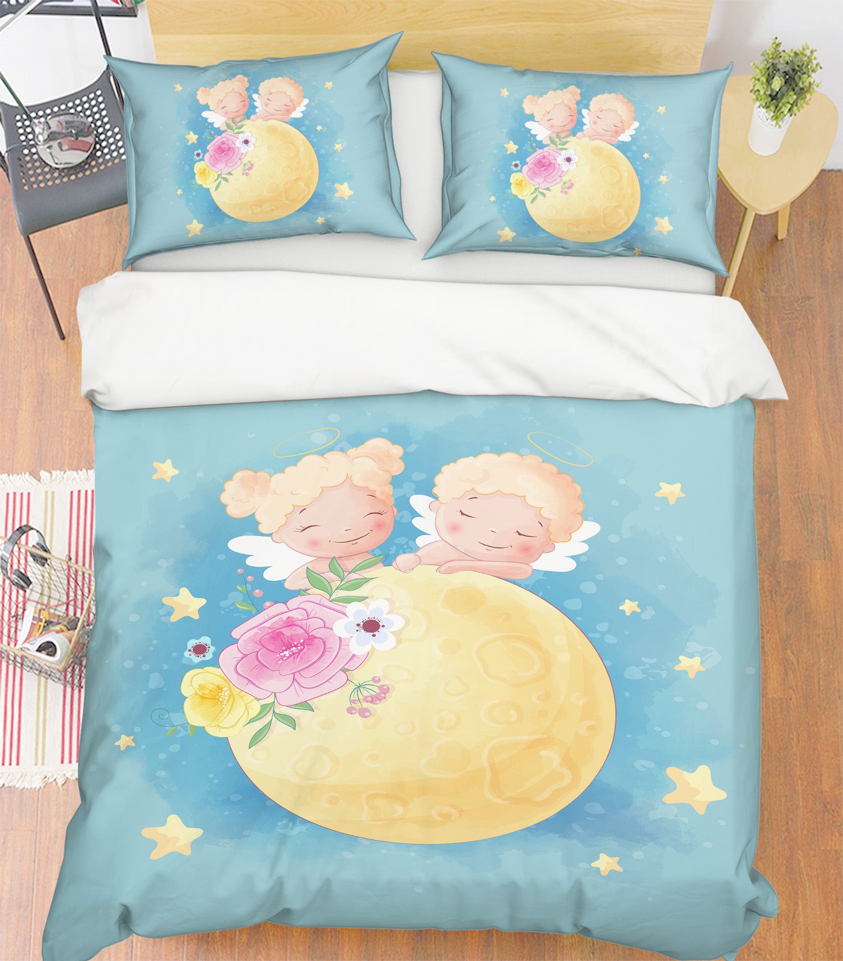3D Cartoon Moon Angel Doll 58202 Bed Pillowcases Quilt