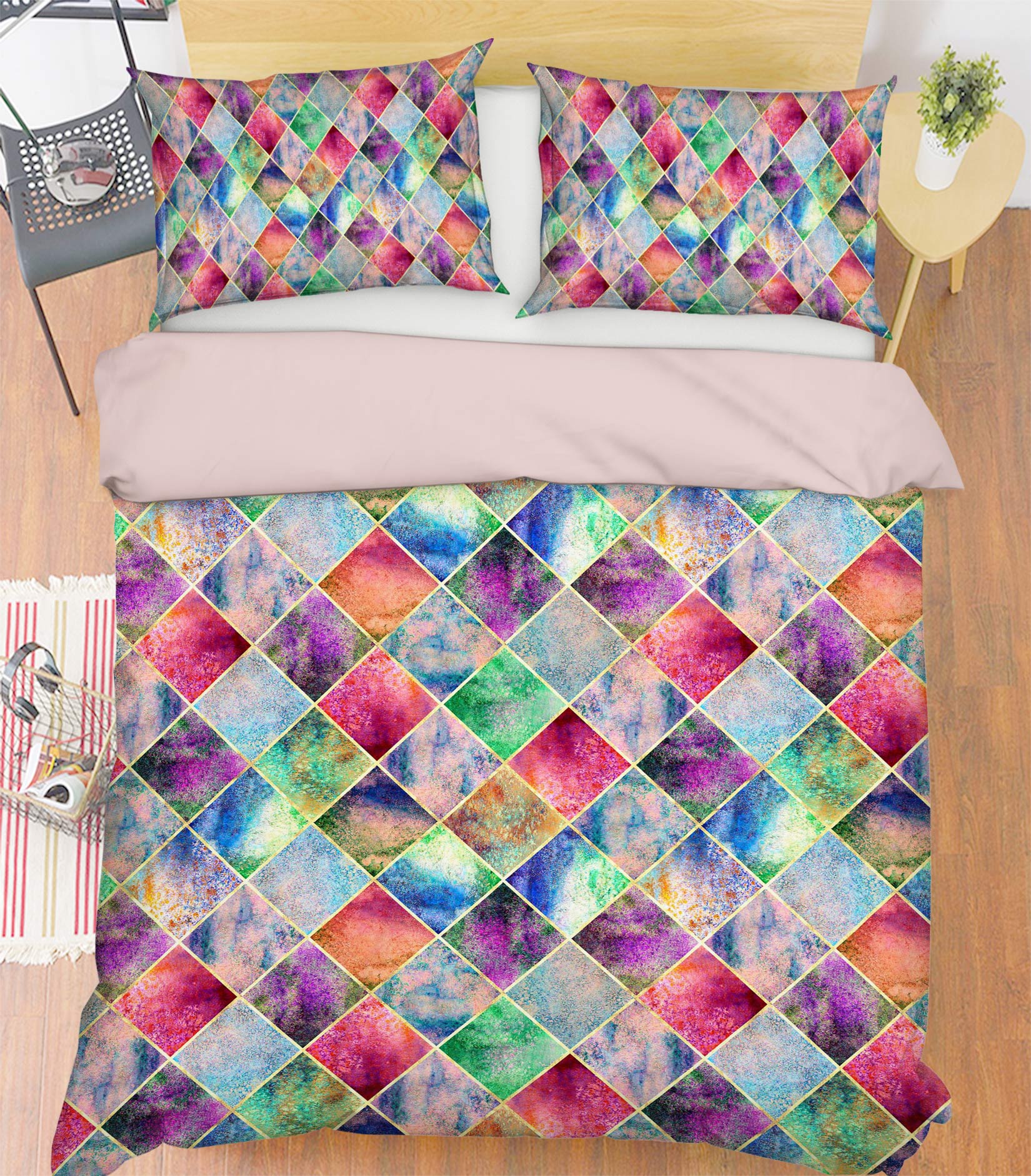 3D Diamond 14059 Bed Pillowcases Quilt