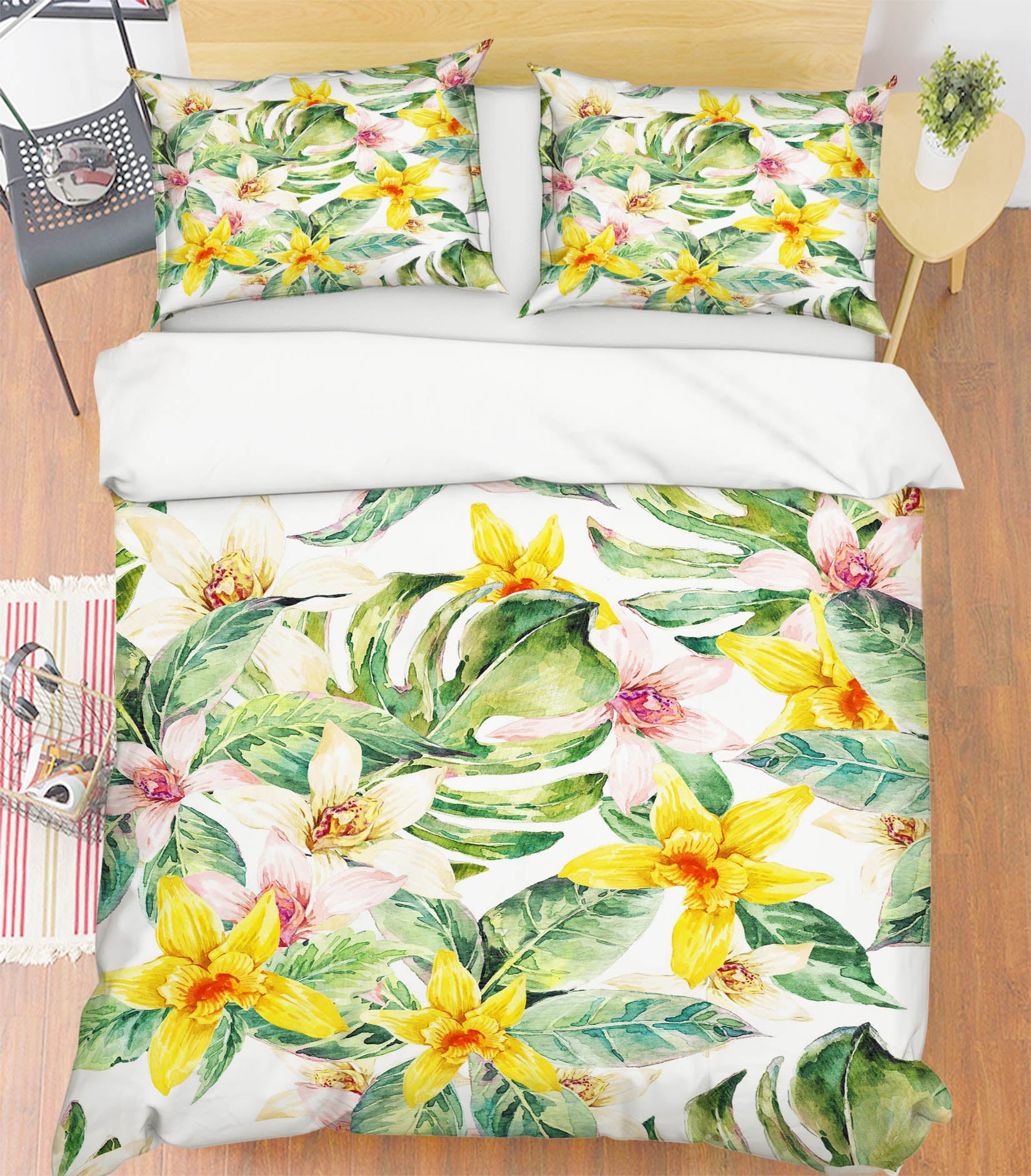 3D Yellow Flowers 60159 Bed Pillowcases Quilt