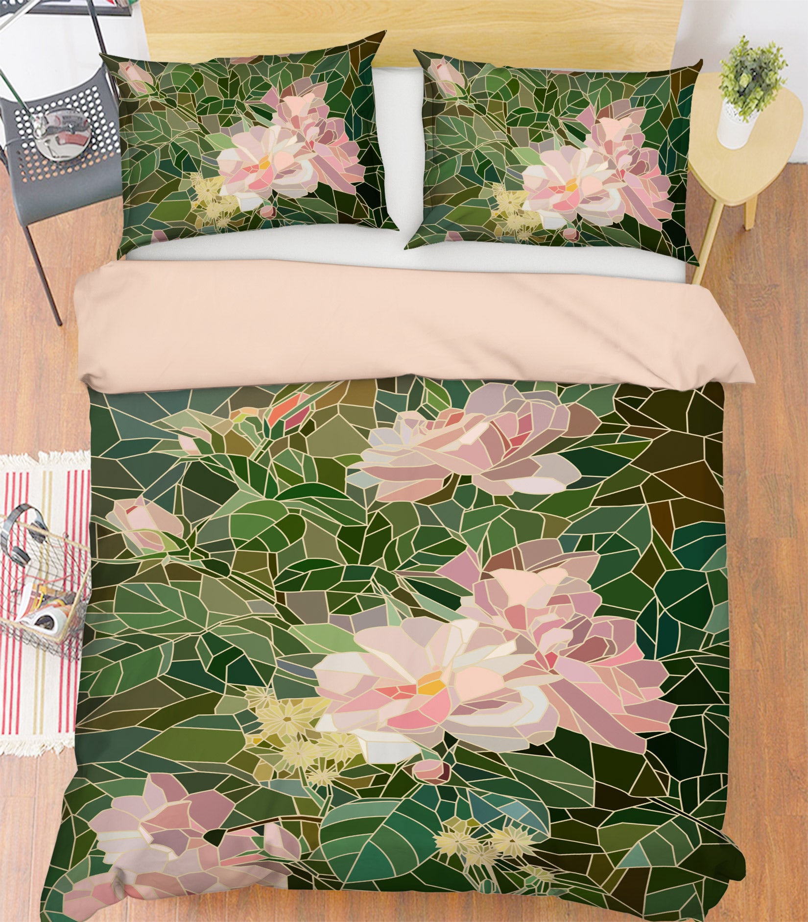 3D Pink Flowers 14015 Bed Pillowcases Quilt