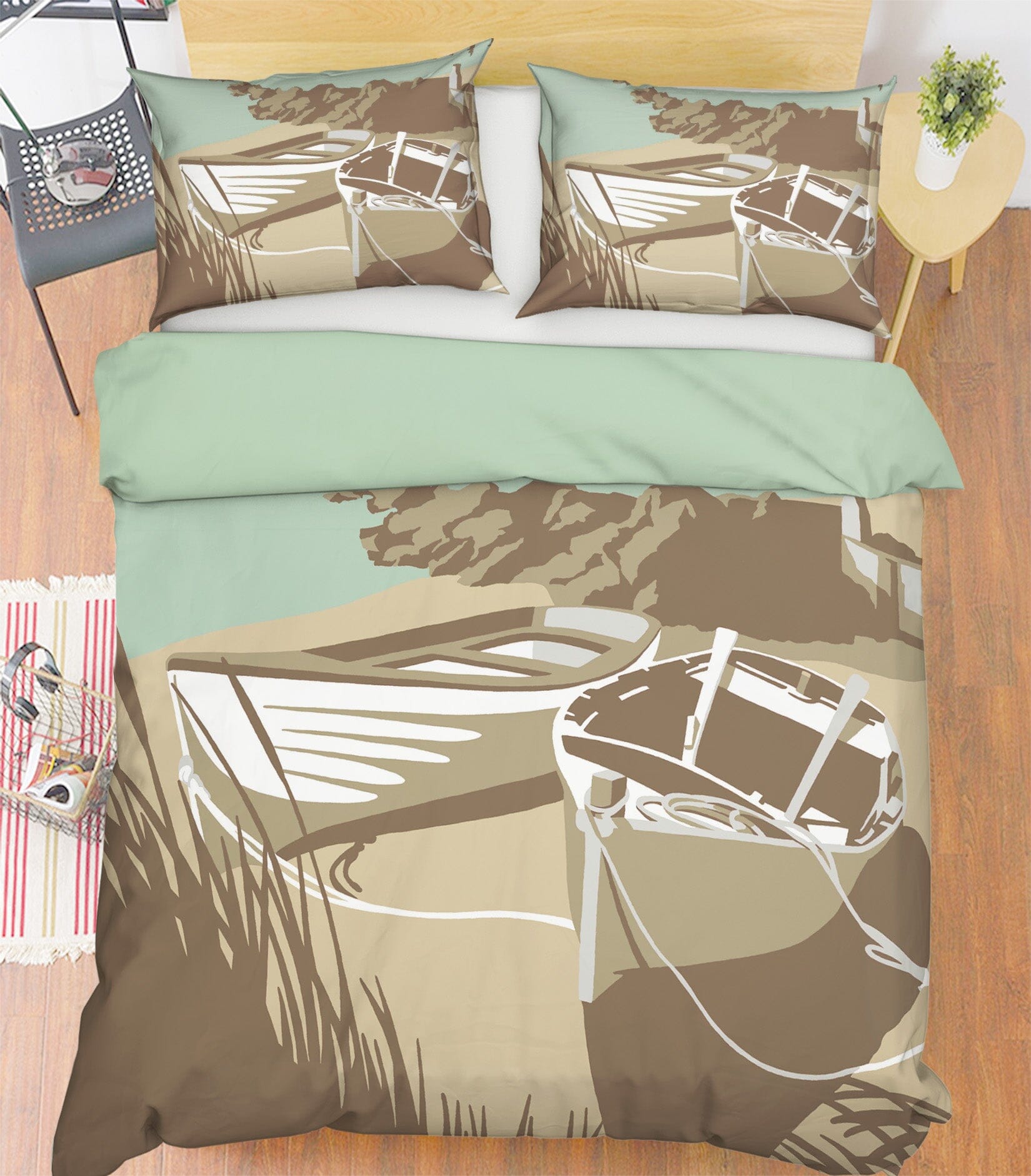 3D Southwold Boats Pier 2058 Steve Read Bedding Bed Pillowcases Quilt Quiet Covers AJ Creativity Home 