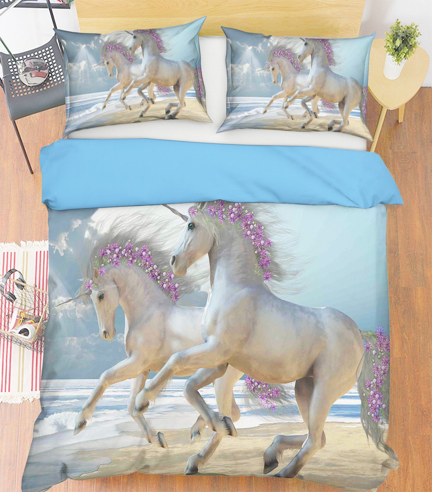 3D Flower Unicorn 034 Bed Pillowcases Quilt Wallpaper AJ Wallpaper 