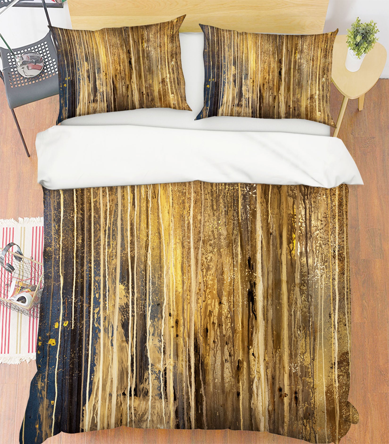 3D Brown Wood Grain 60144 Bed Pillowcases Quilt