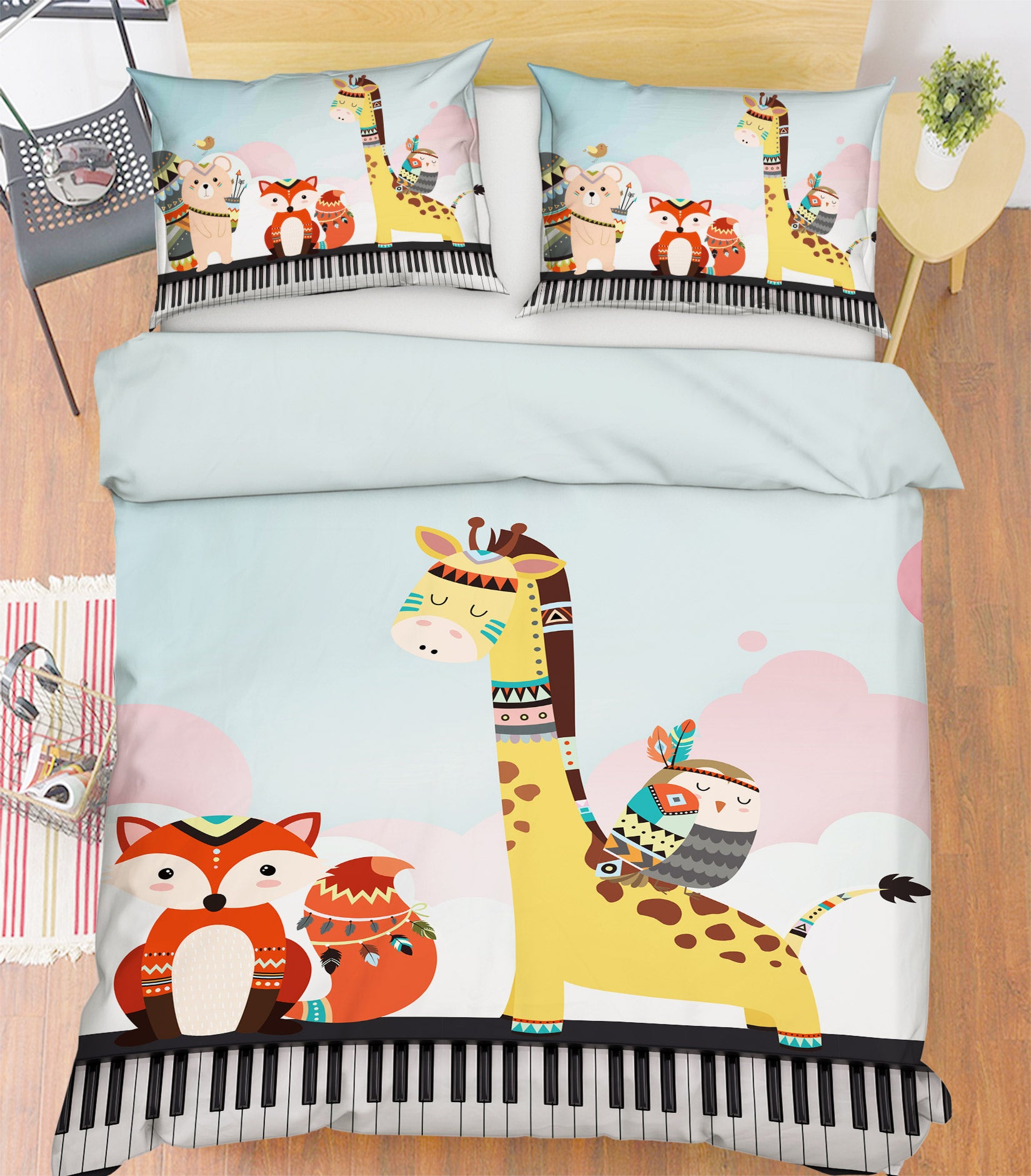 3D Giraffe Fox 13142 Bed Pillowcases Quilt