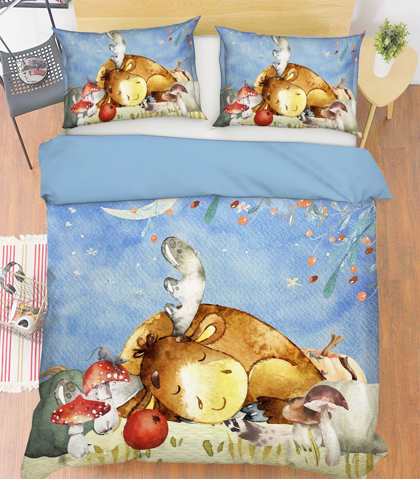 3D Moon Reindeer 250 Uta Naumann Bedding Bed Pillowcases Quilt Quiet Covers AJ Creativity Home 