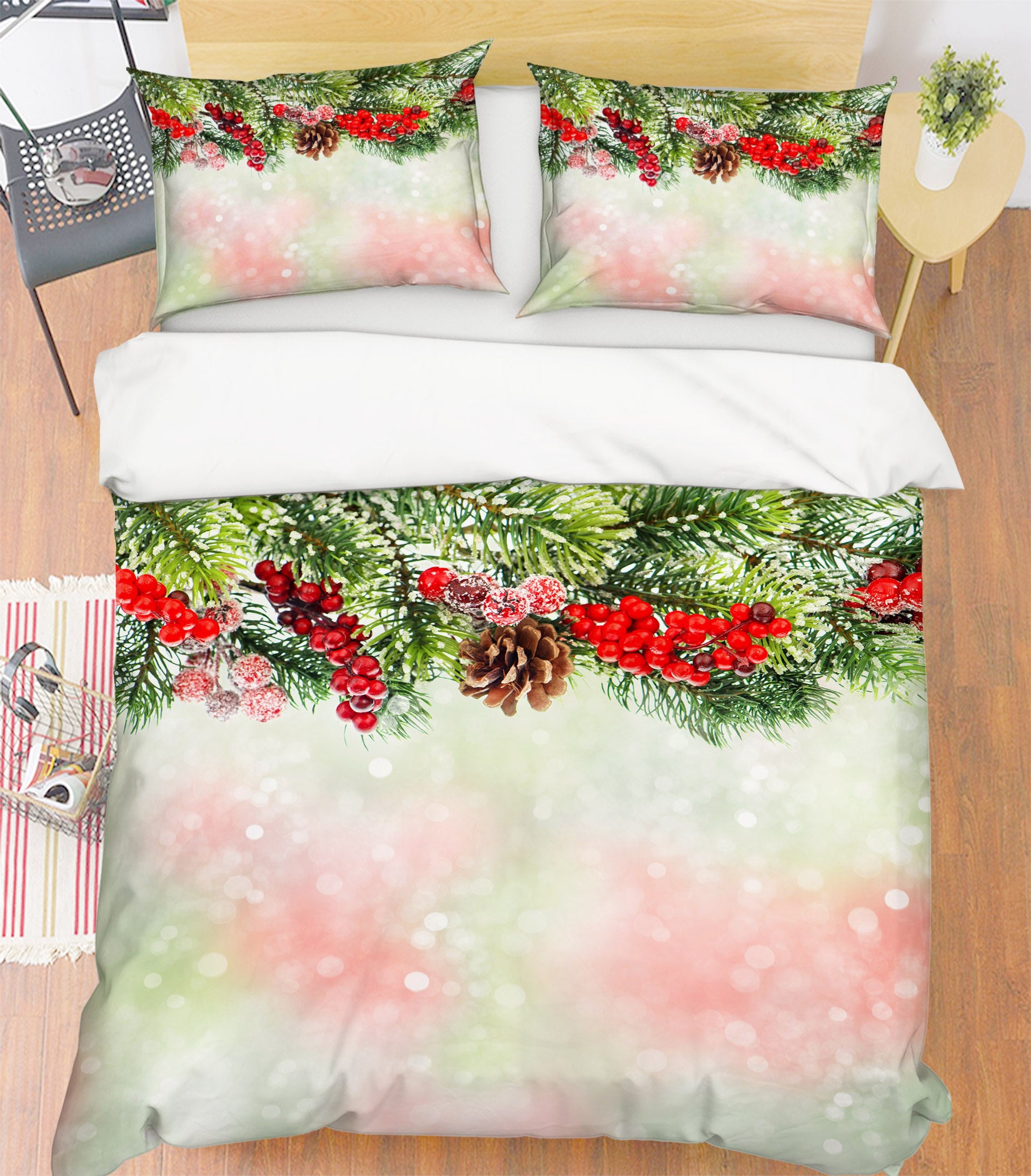 3D Branches 51076 Christmas Quilt Duvet Cover Xmas Bed Pillowcases