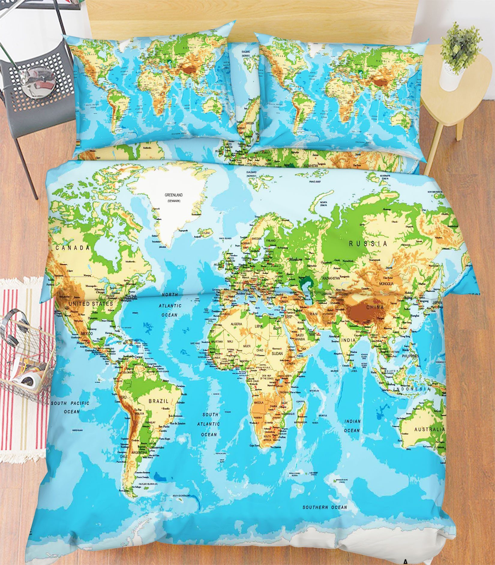 3D World Map 51 Bed Pillowcases Quilt Wallpaper AJ Wallpaper 