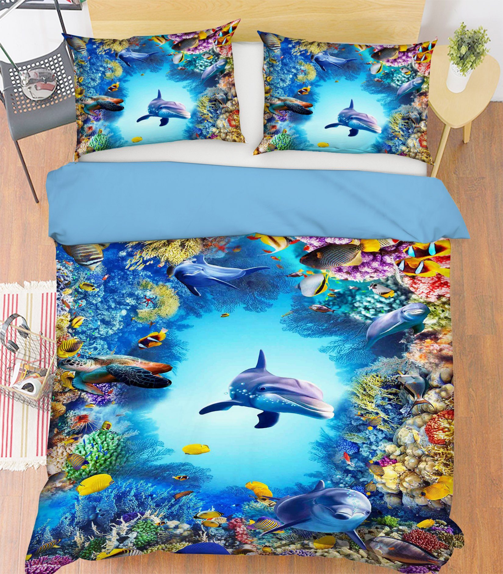 3D Turtle Dolphin 102 Bed Pillowcases Quilt Wallpaper AJ Wallpaper 