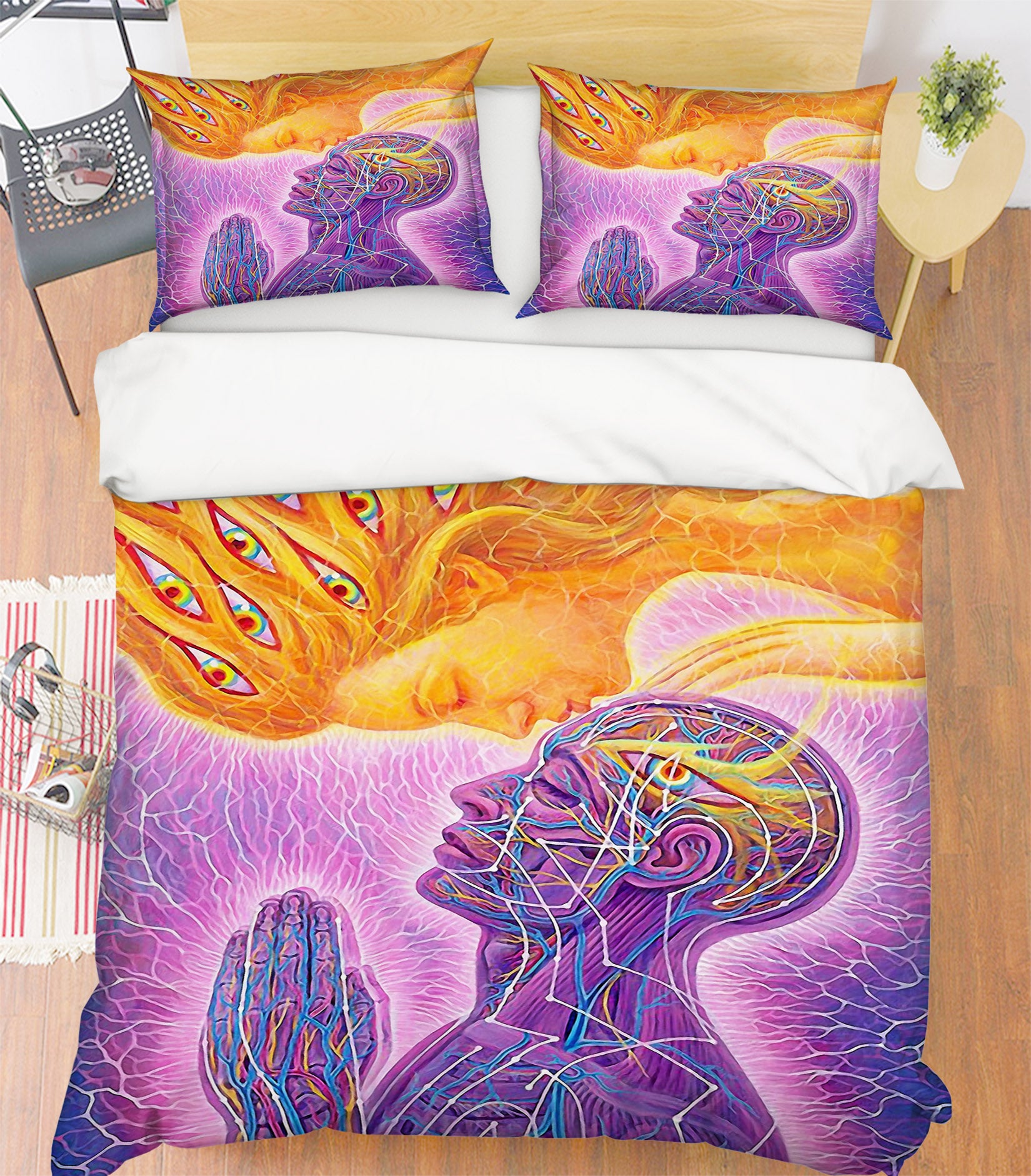 3D Purple Portrait 12183 Bed Pillowcases Quilt