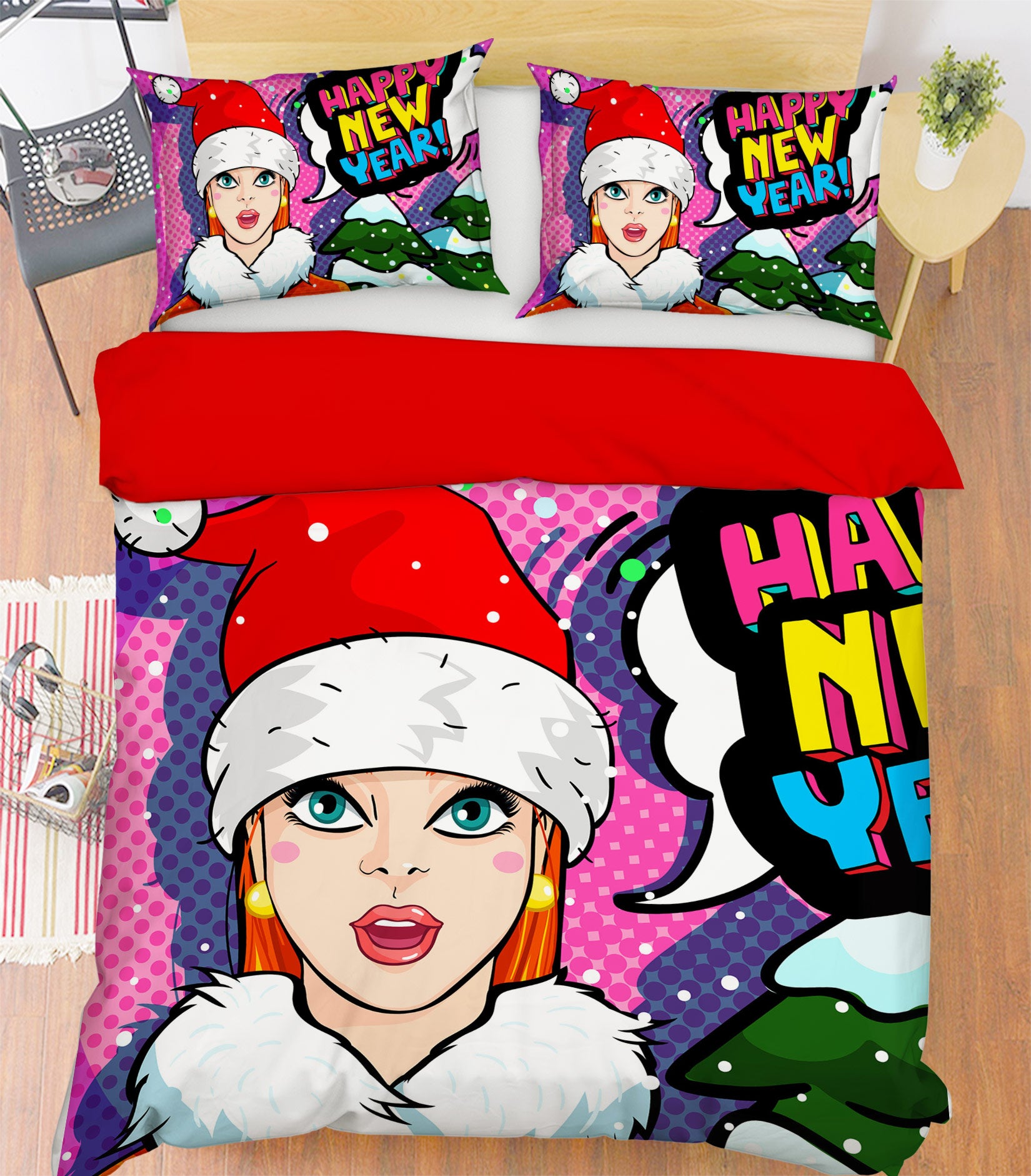 3D Christmas Hat Woman 057 Bed Pillowcases Quilt