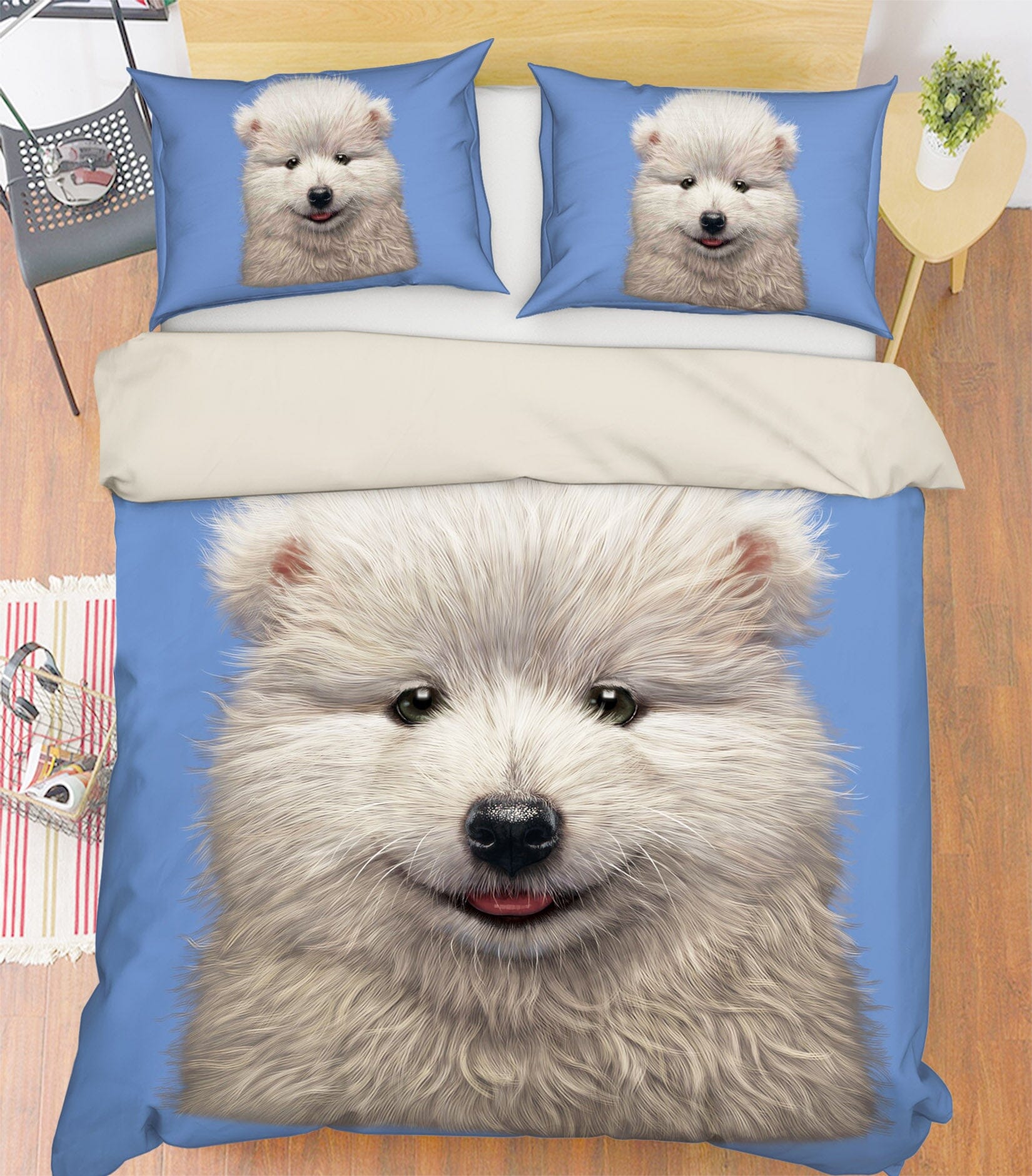3D Samoyed Puppy 074 Bed Pillowcases Quilt Exclusive Designer Vincent Quiet Covers AJ Creativity Home 