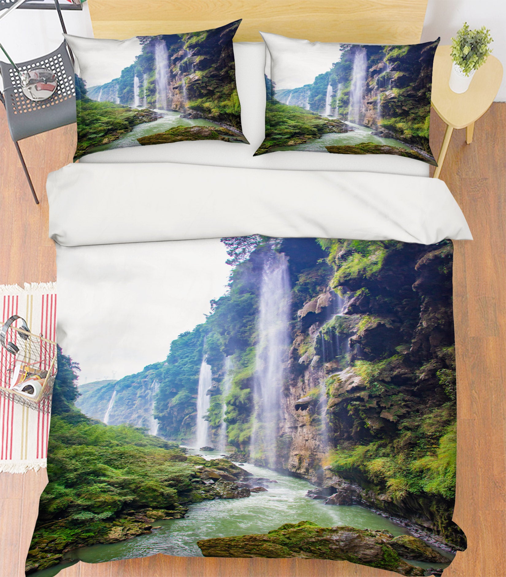 3D Mountain Waterfall 16141 Bed Pillowcases Quilt