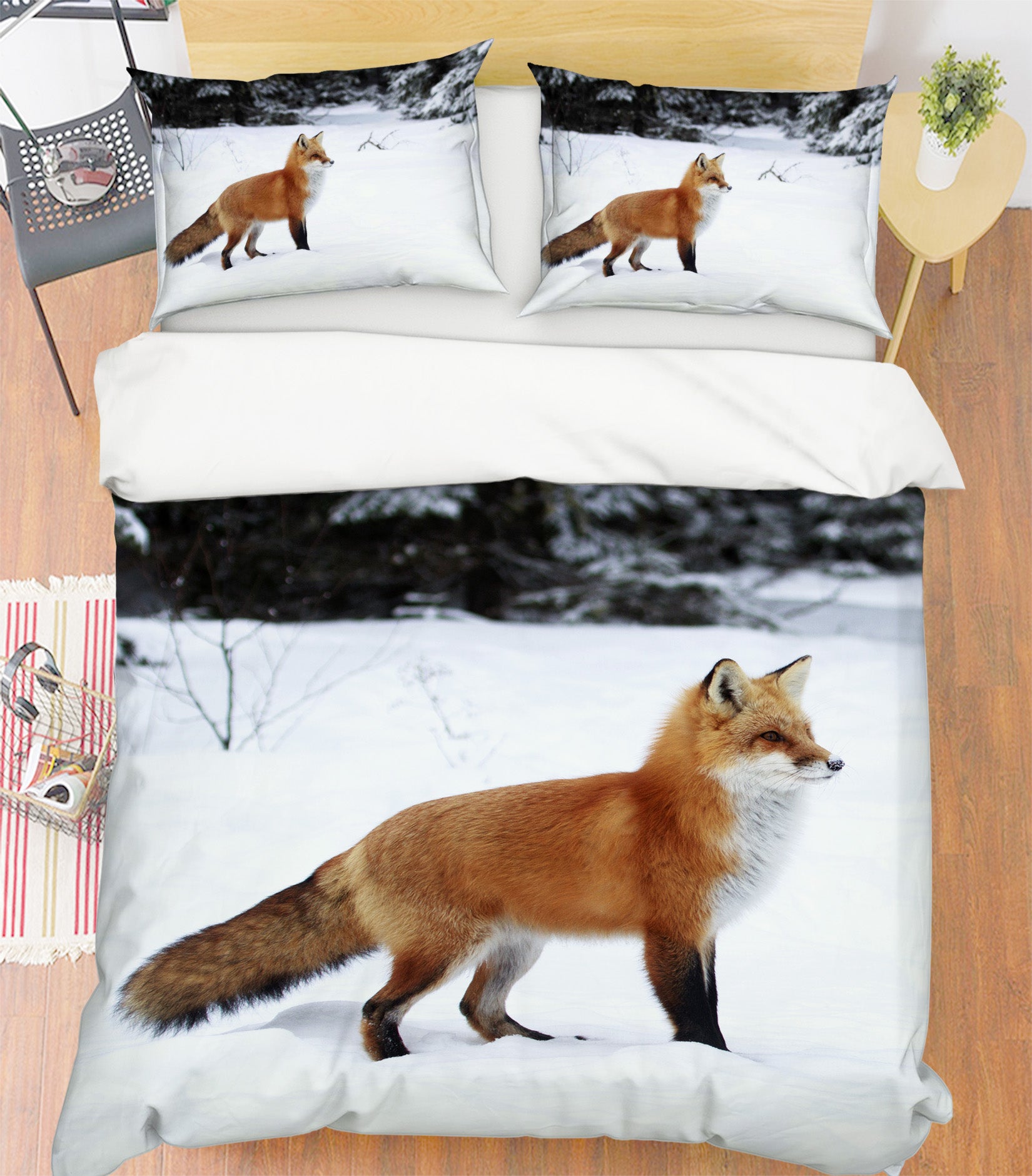 3D Fox Snow 19205 Bed Pillowcases Quilt