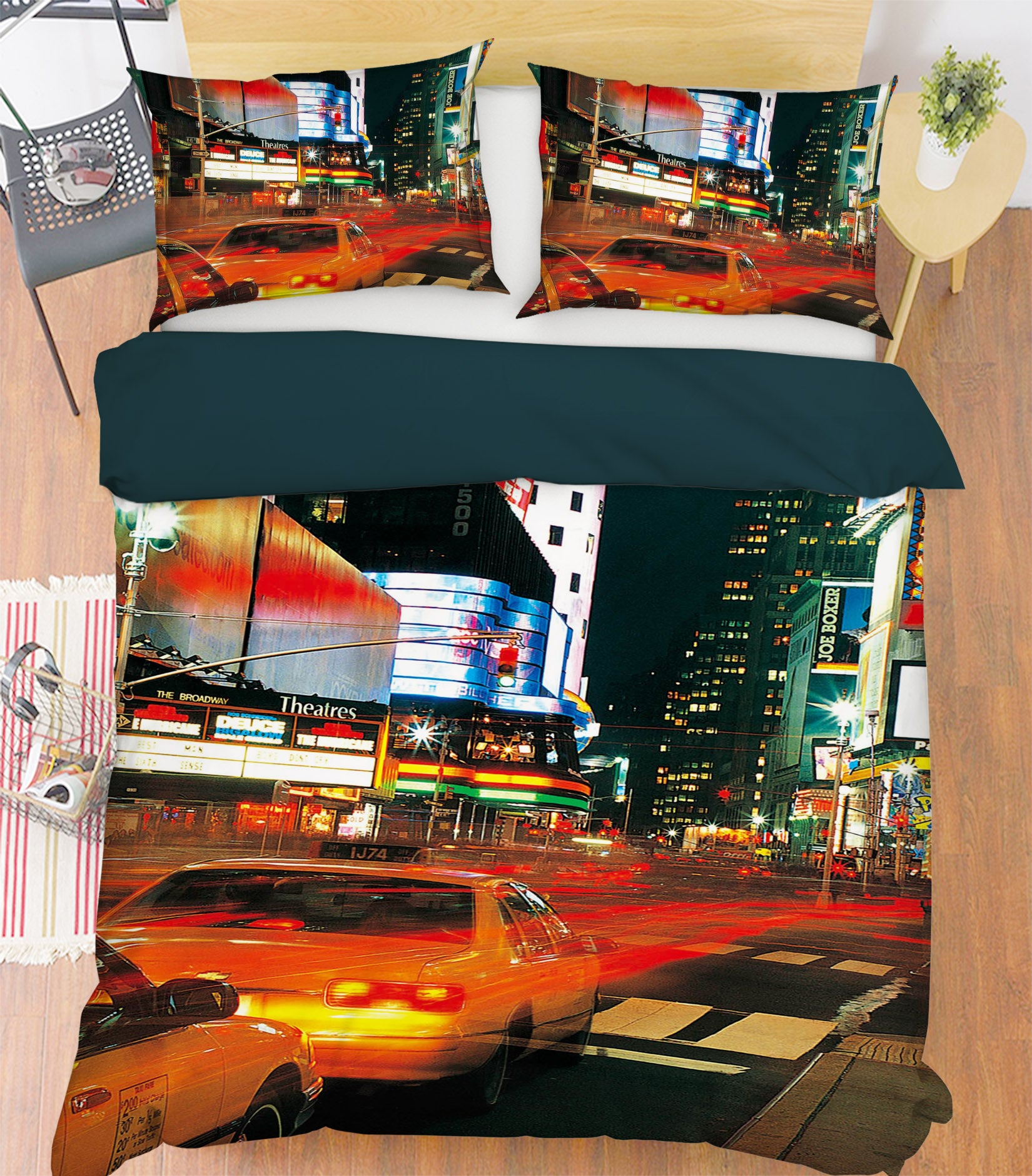 3D City Traffic 051 Bed Pillowcases Quilt