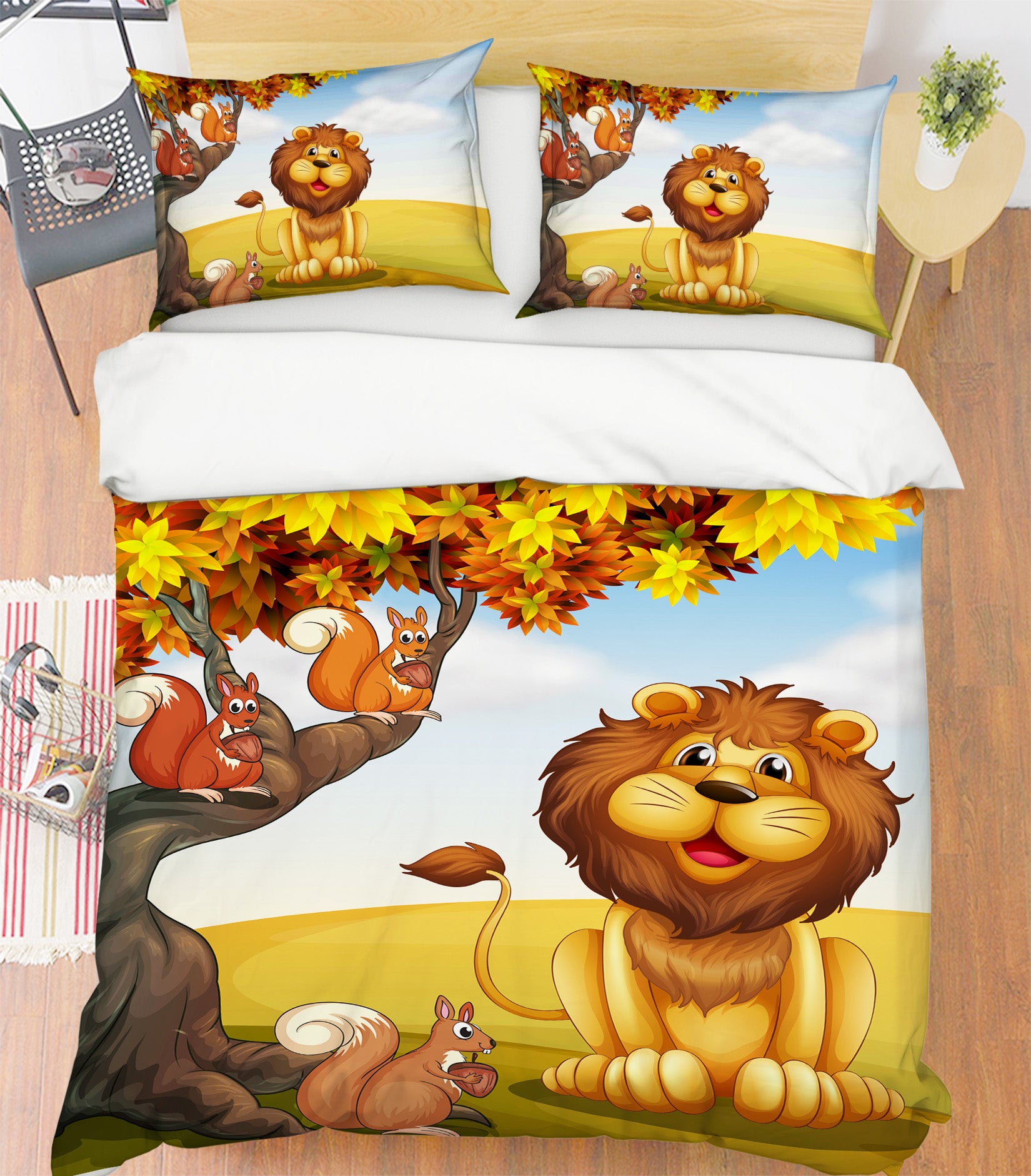 3D Lion Pine 19158 Bed Pillowcases Quilt