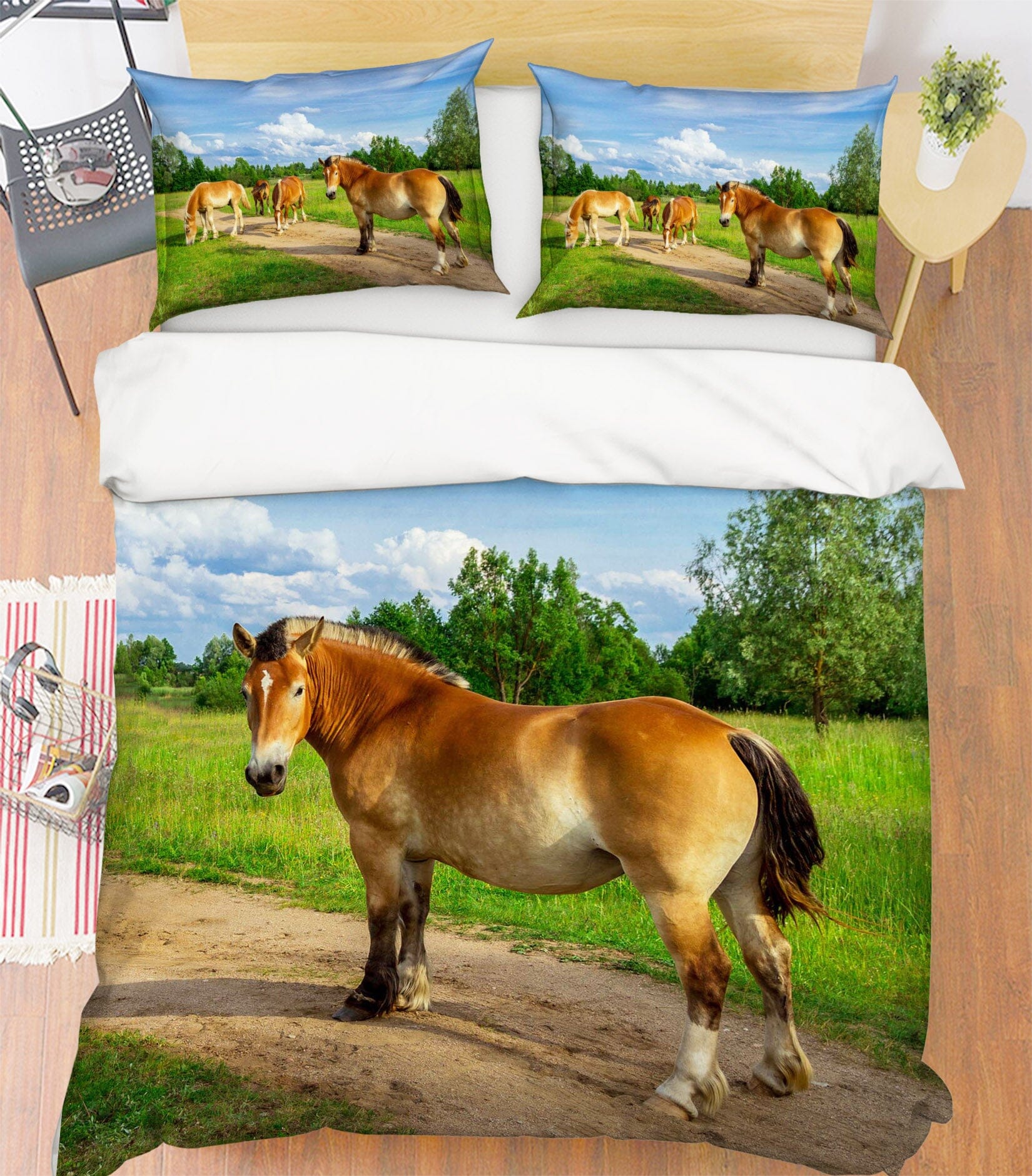 3D Painted Horse 1910 Bed Pillowcases Quilt Quiet Covers AJ Creativity Home 