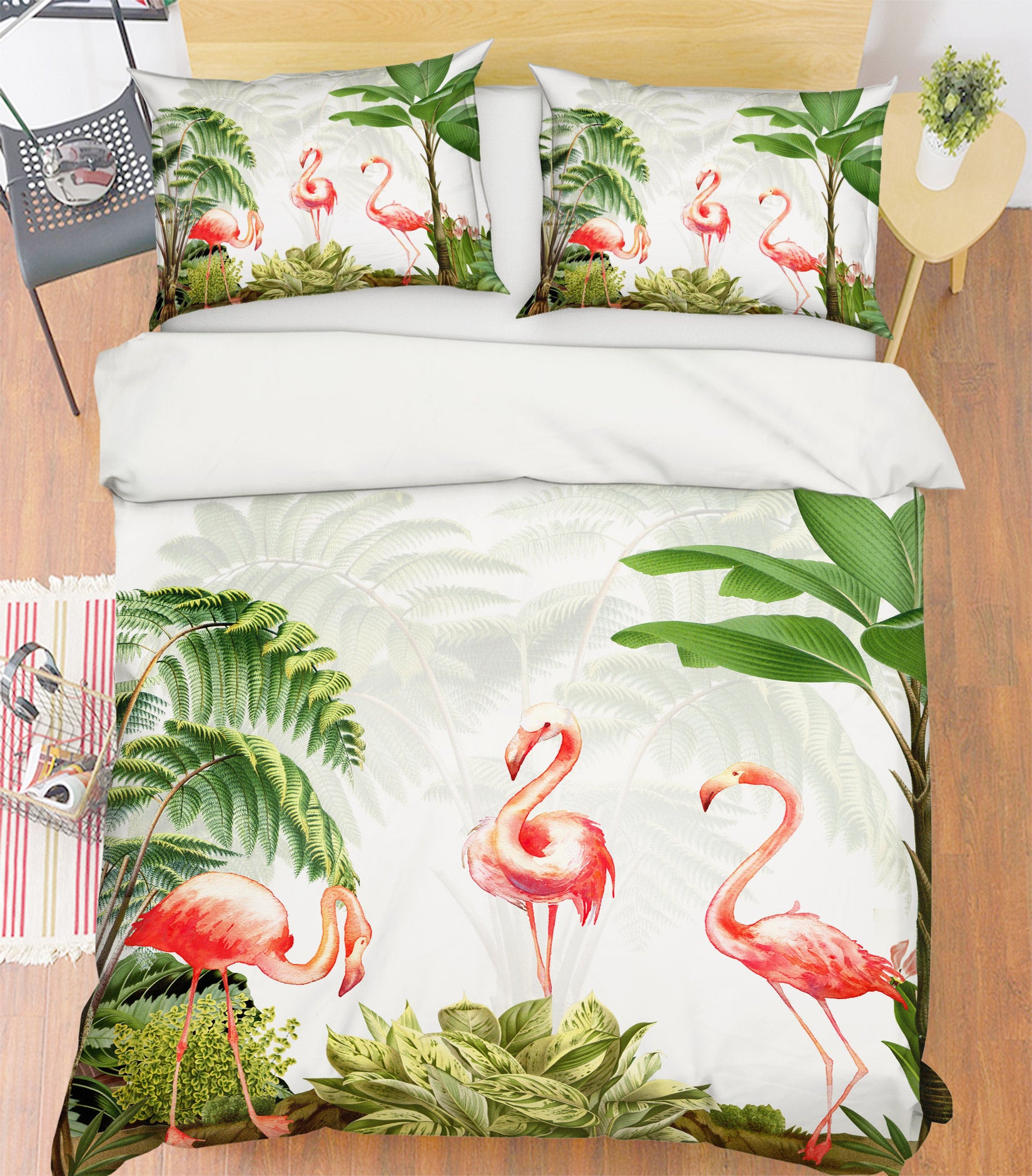 3D Leaves Flamingo 12097 Bed Pillowcases Quilt