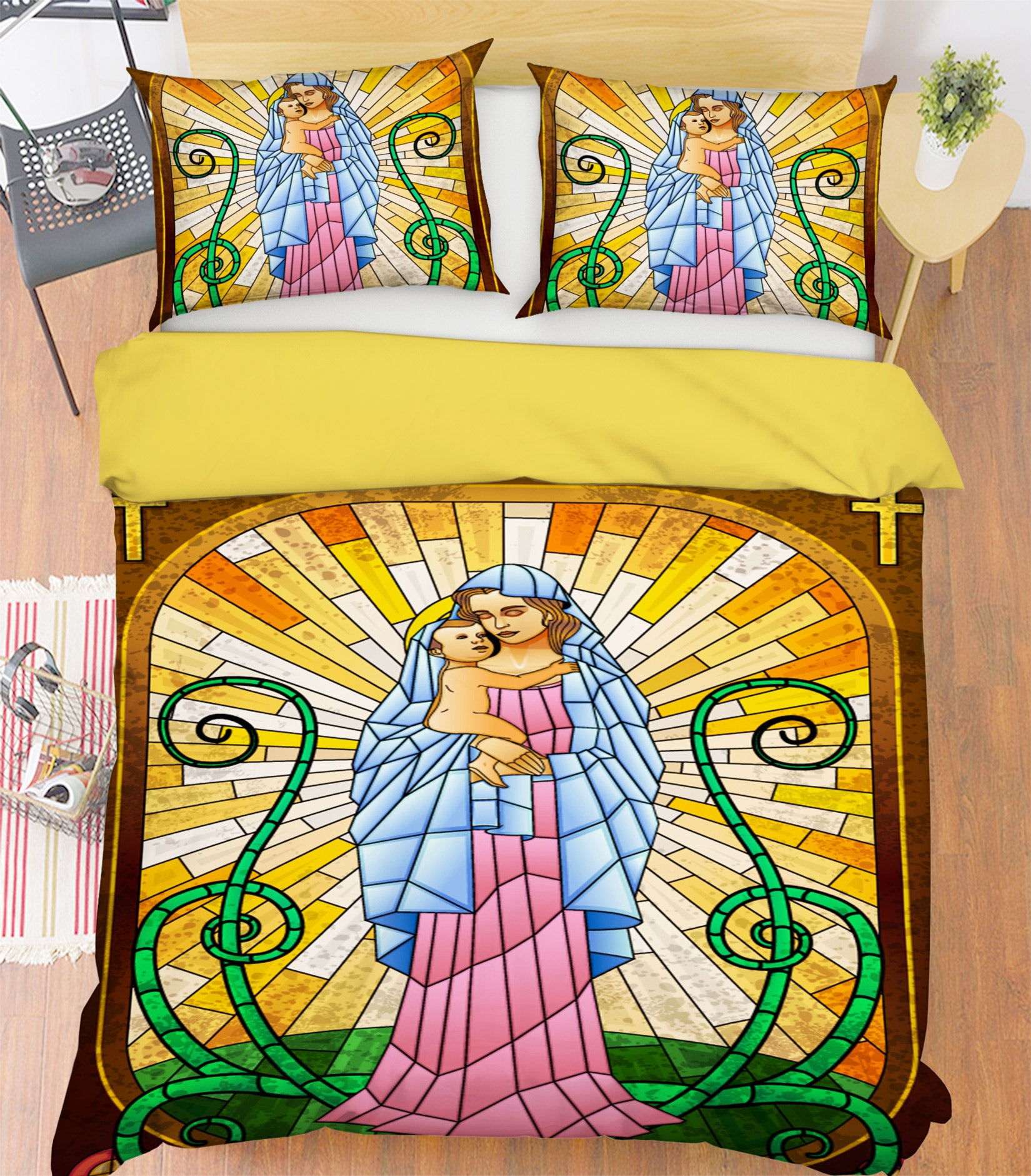 3D Our Lady 13169 Bed Pillowcases Quilt