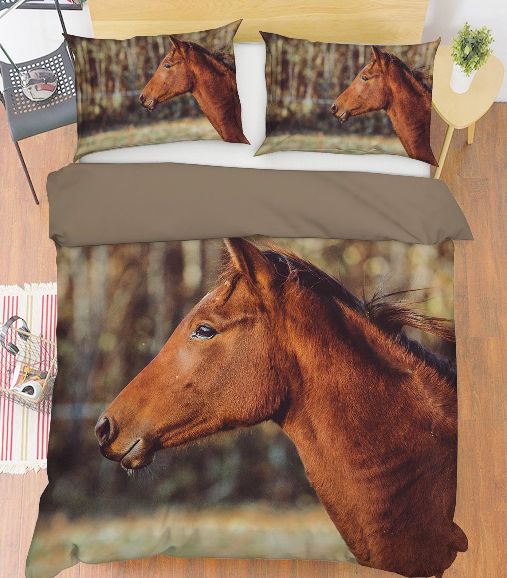 3D Forest Horse 1907 Bed Pillowcases Quilt Quiet Covers AJ Creativity Home 