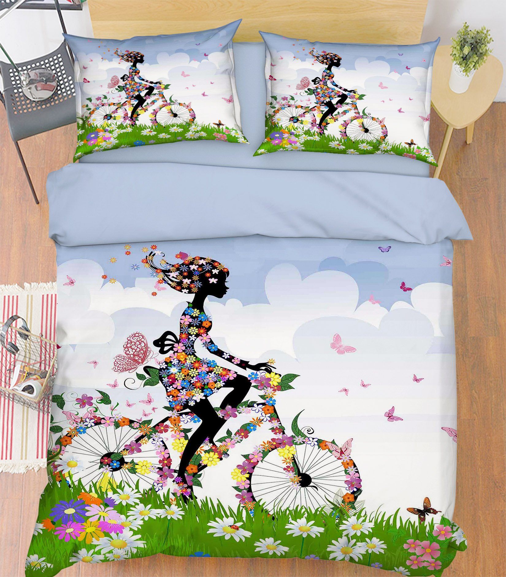 3D Flowers Girl 156 Bed Pillowcases Quilt Wallpaper AJ Wallpaper 