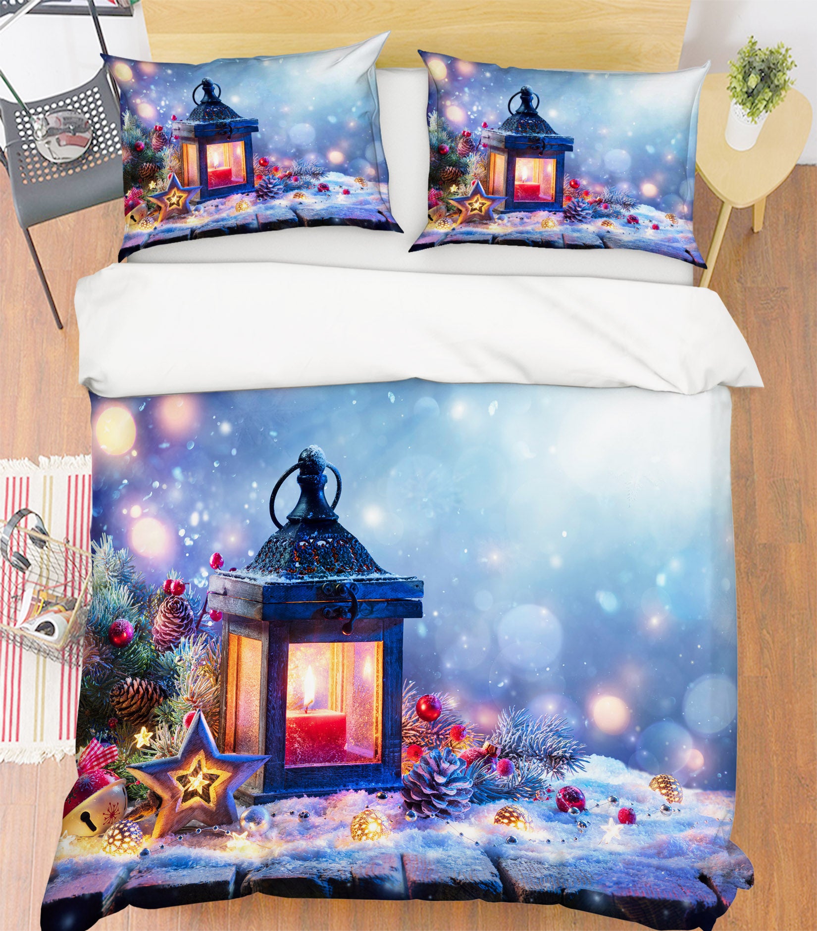 3D Snow Candle Pineta 51159 Christmas Quilt Duvet Cover Xmas Bed Pillowcases