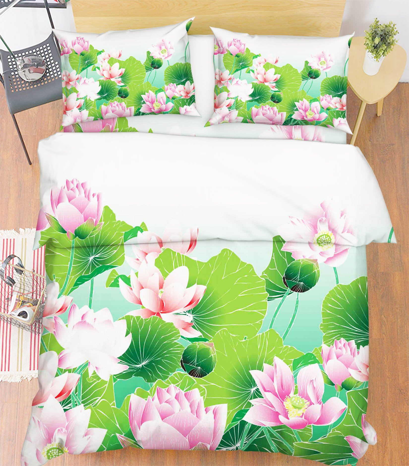 3D Lotus Flowers 62 Bed Pillowcases Quilt Wallpaper AJ Wallpaper 