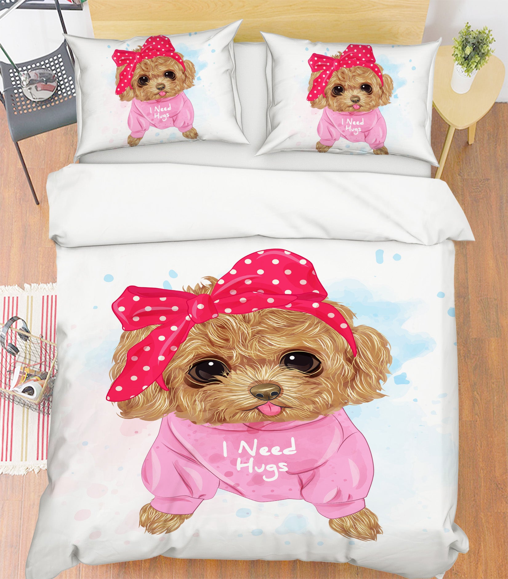 3D Teddy Dog 59042 Bed Pillowcases Quilt