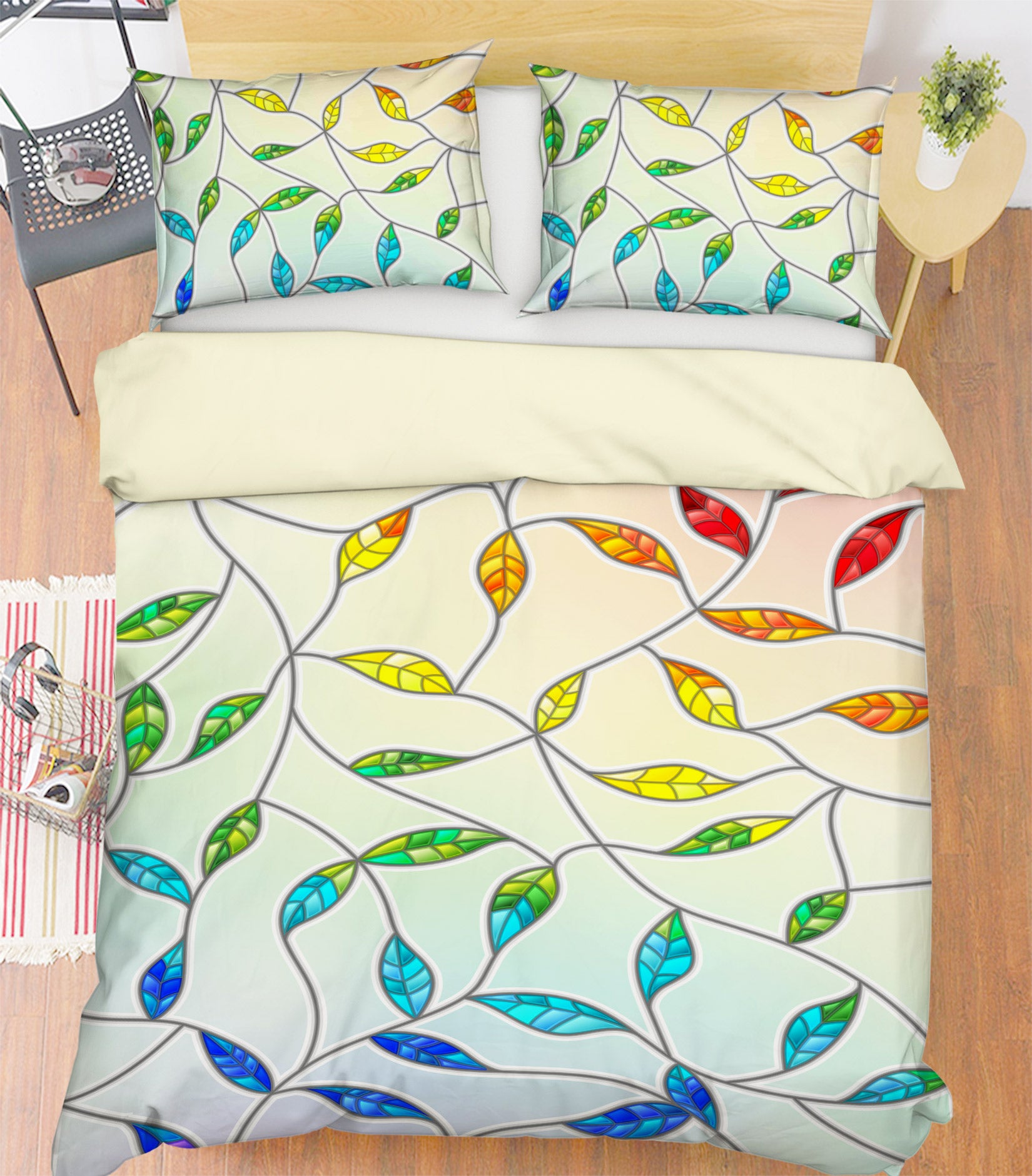 3D Colored Leaves 13229 Bed Pillowcases Quilt