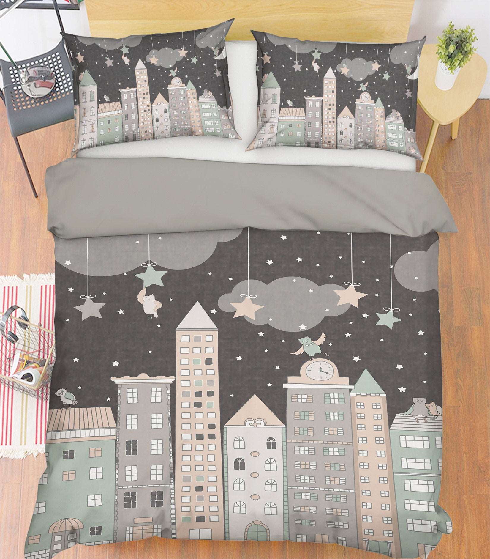3D Houses Star 13104 Bed Pillowcases Quilt