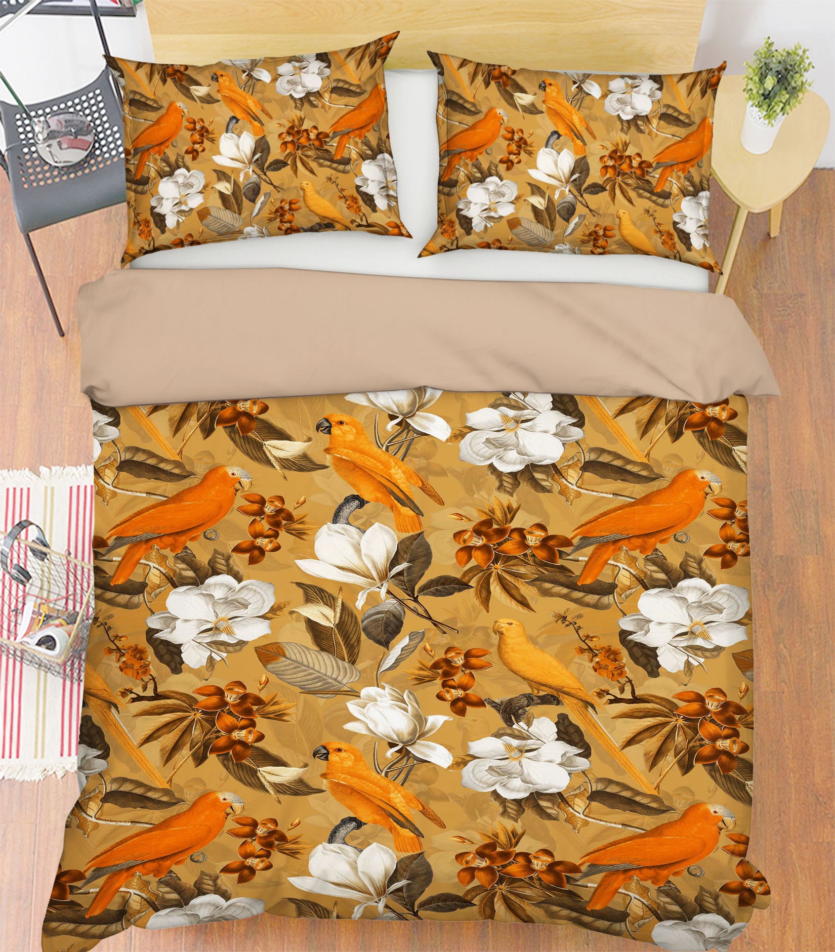 3D Orange Parrot 185 Uta Naumann Bedding Bed Pillowcases Quilt
