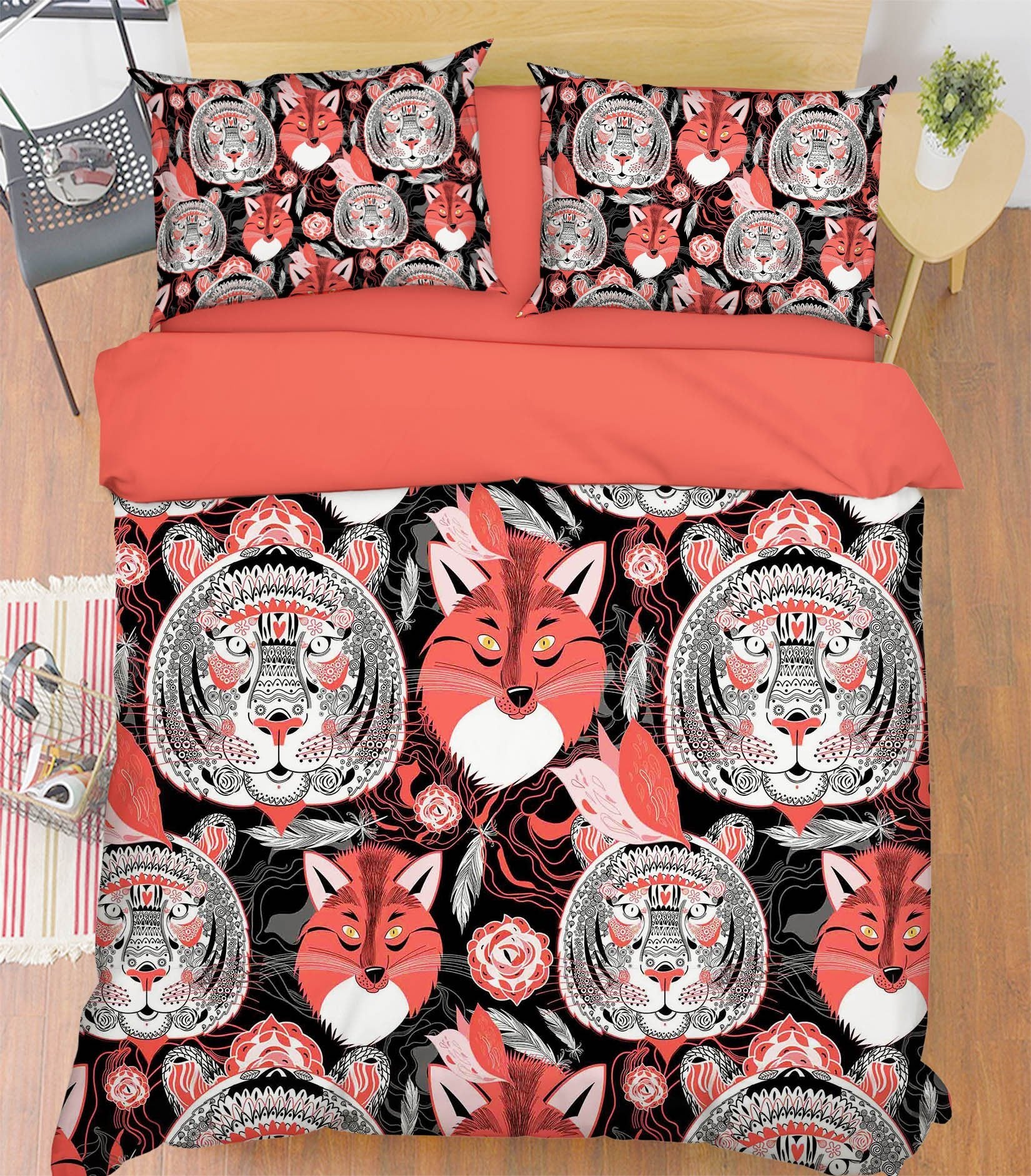 3D Tigers Foxes Pattern 314 Bed Pillowcases Quilt Wallpaper AJ Wallpaper 